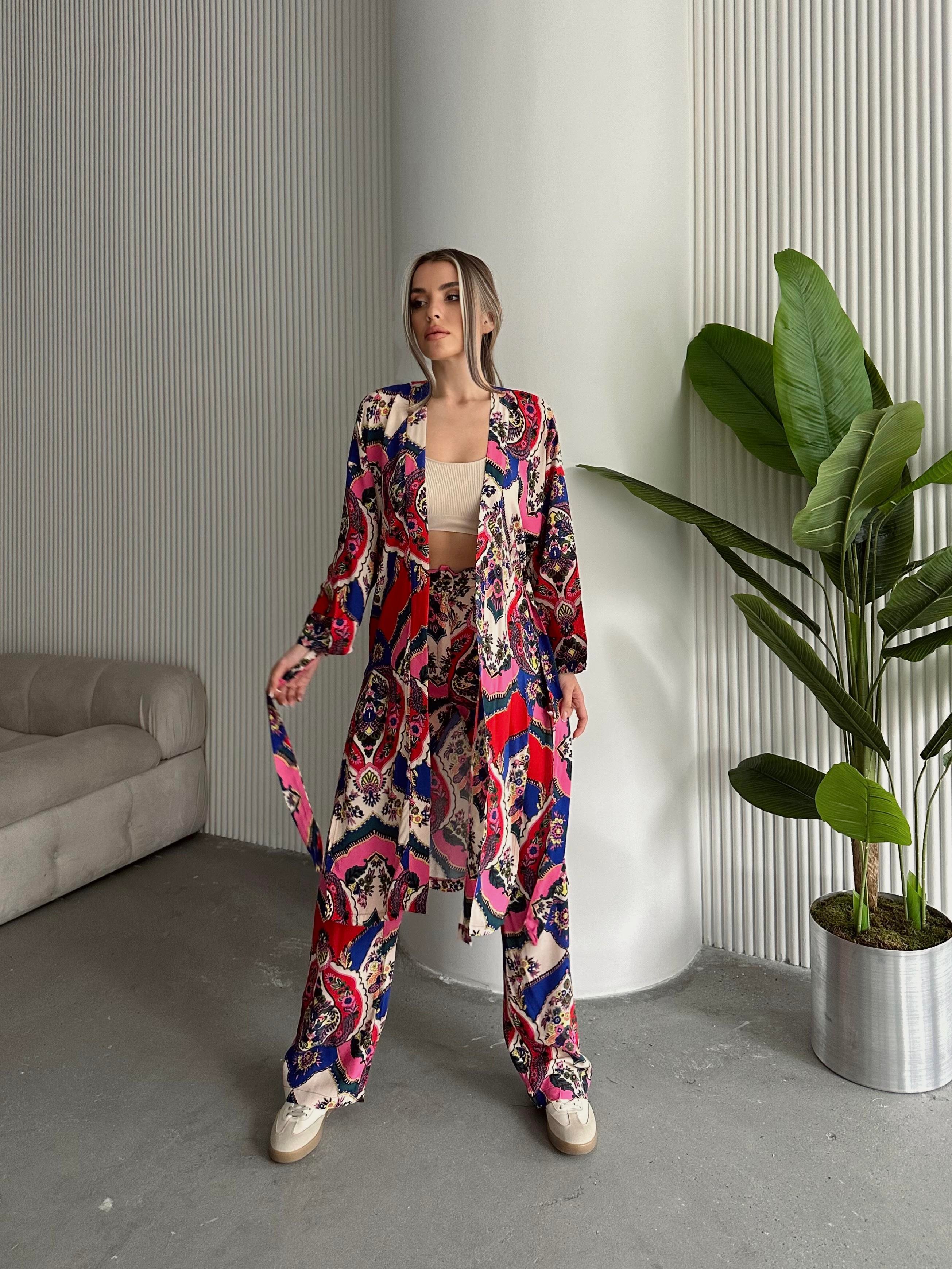 Etnik 2’li Kimono Takım Mavi