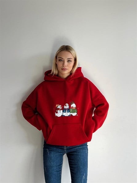 Snowman Baskı Bf Sweat Kırmızı