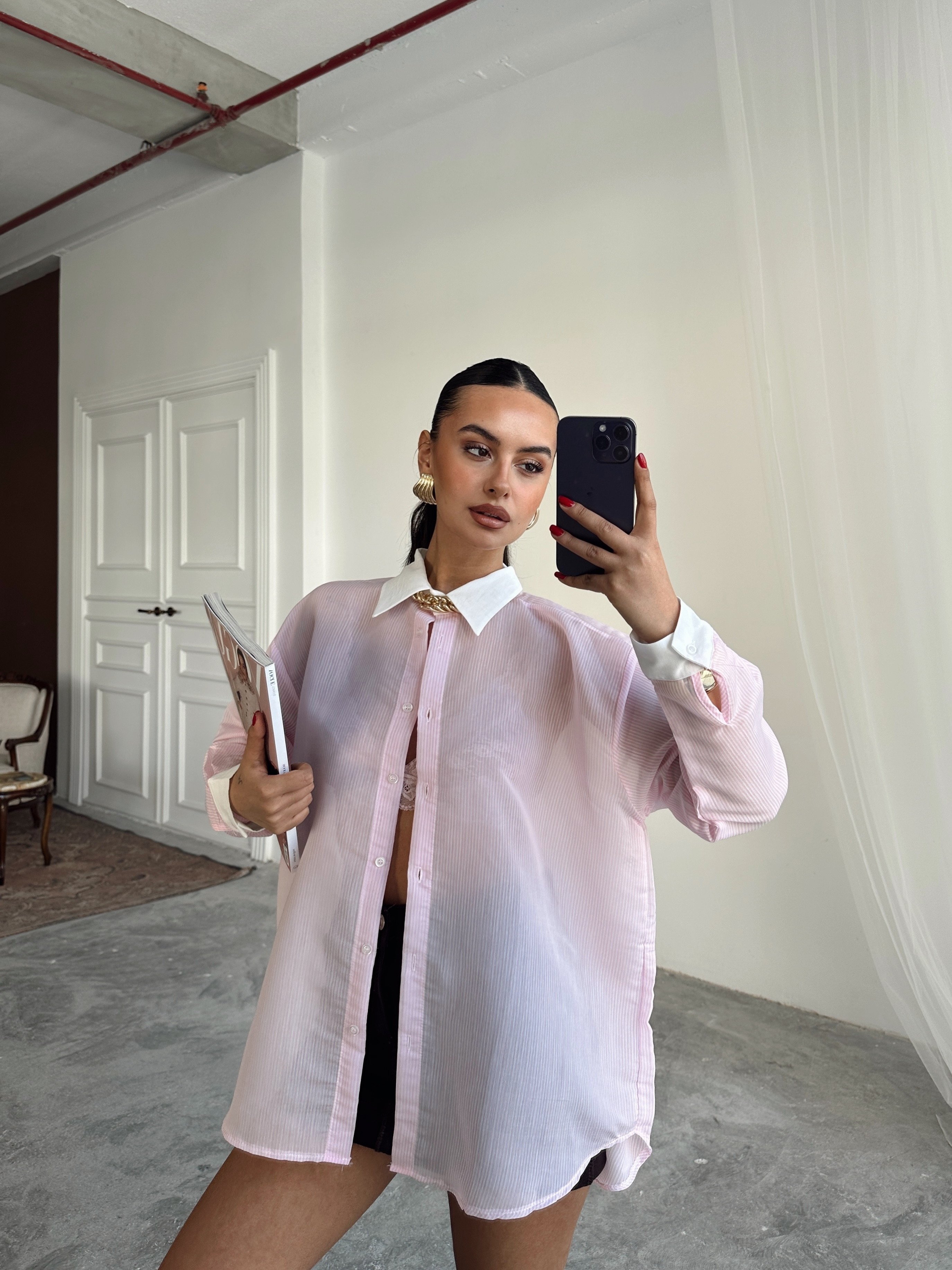 Transparan Gömlek - Pembe