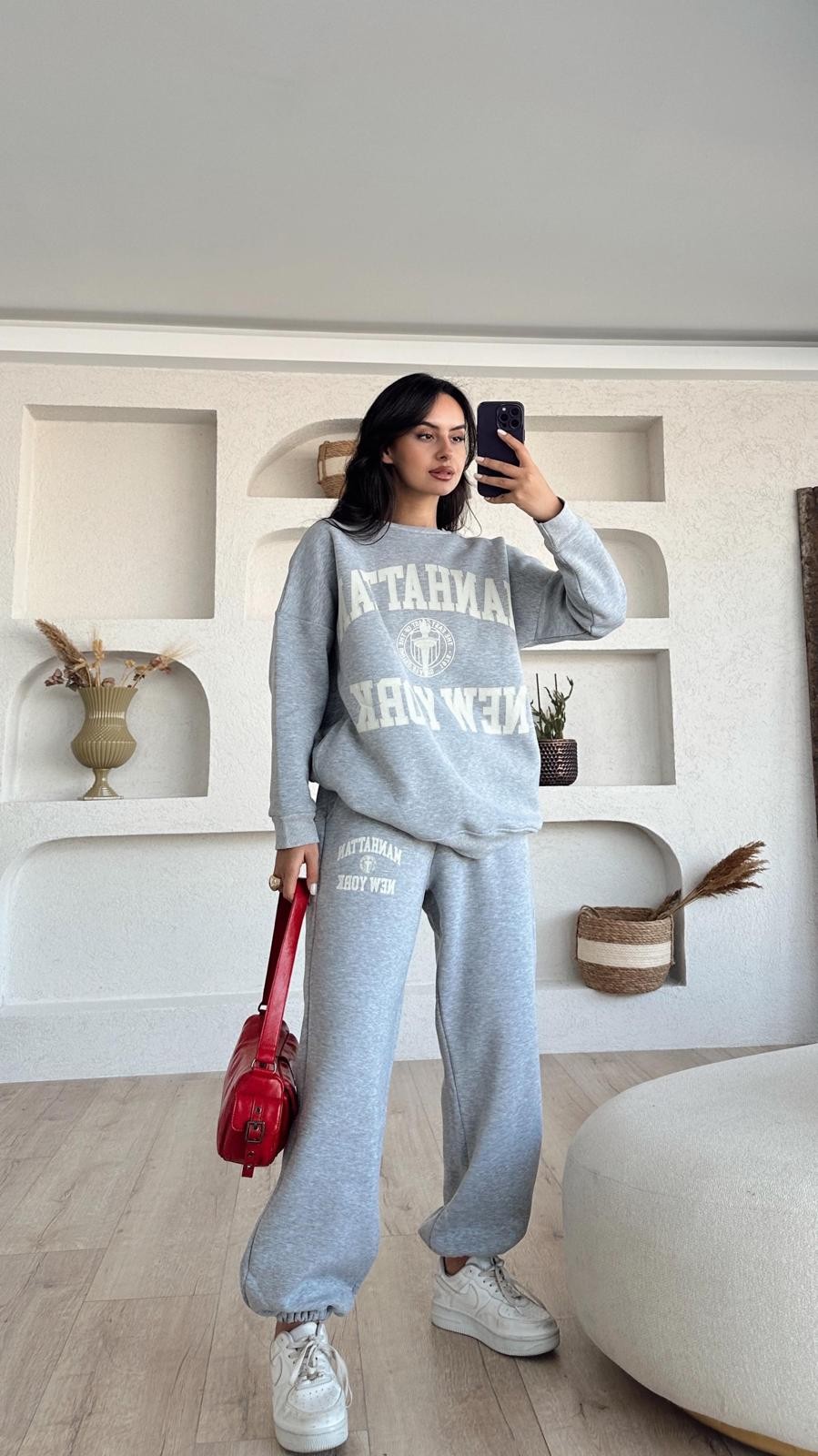 Sweatshirt Jogger Eşofman Takım Gri