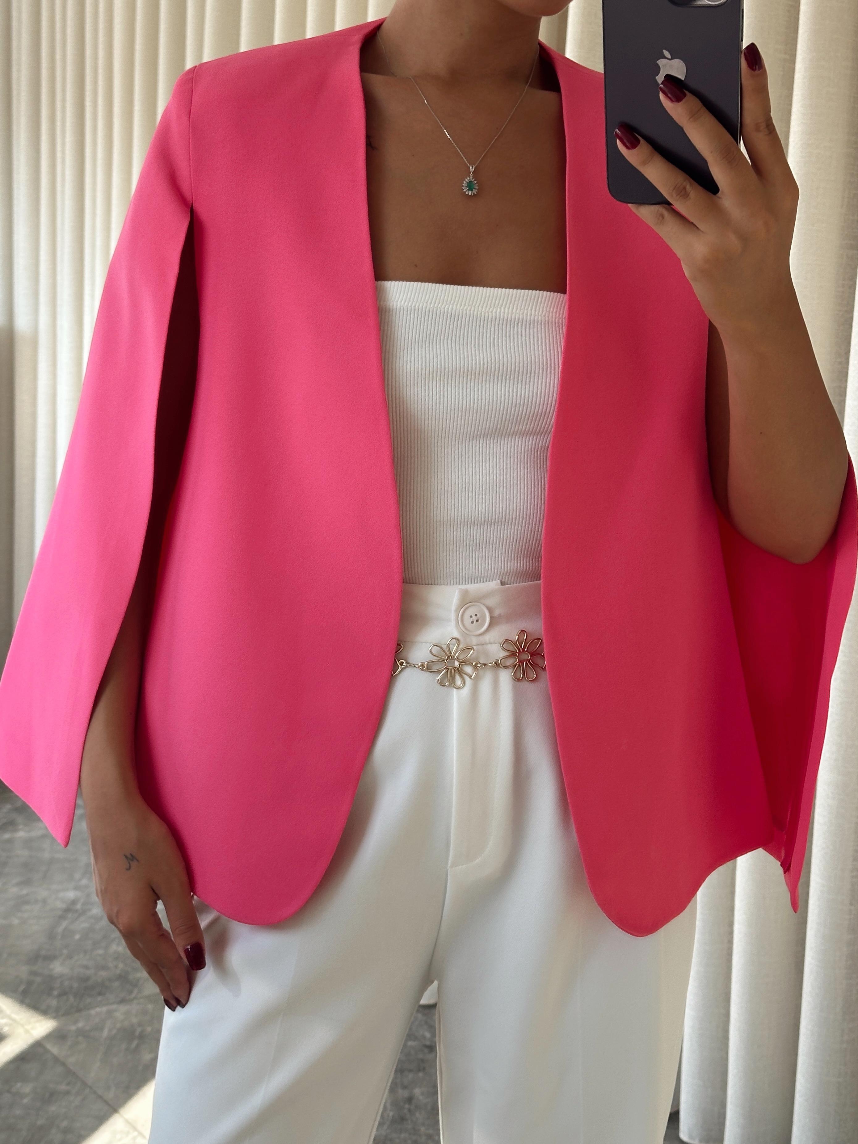 Pelerin Ceket Pembe