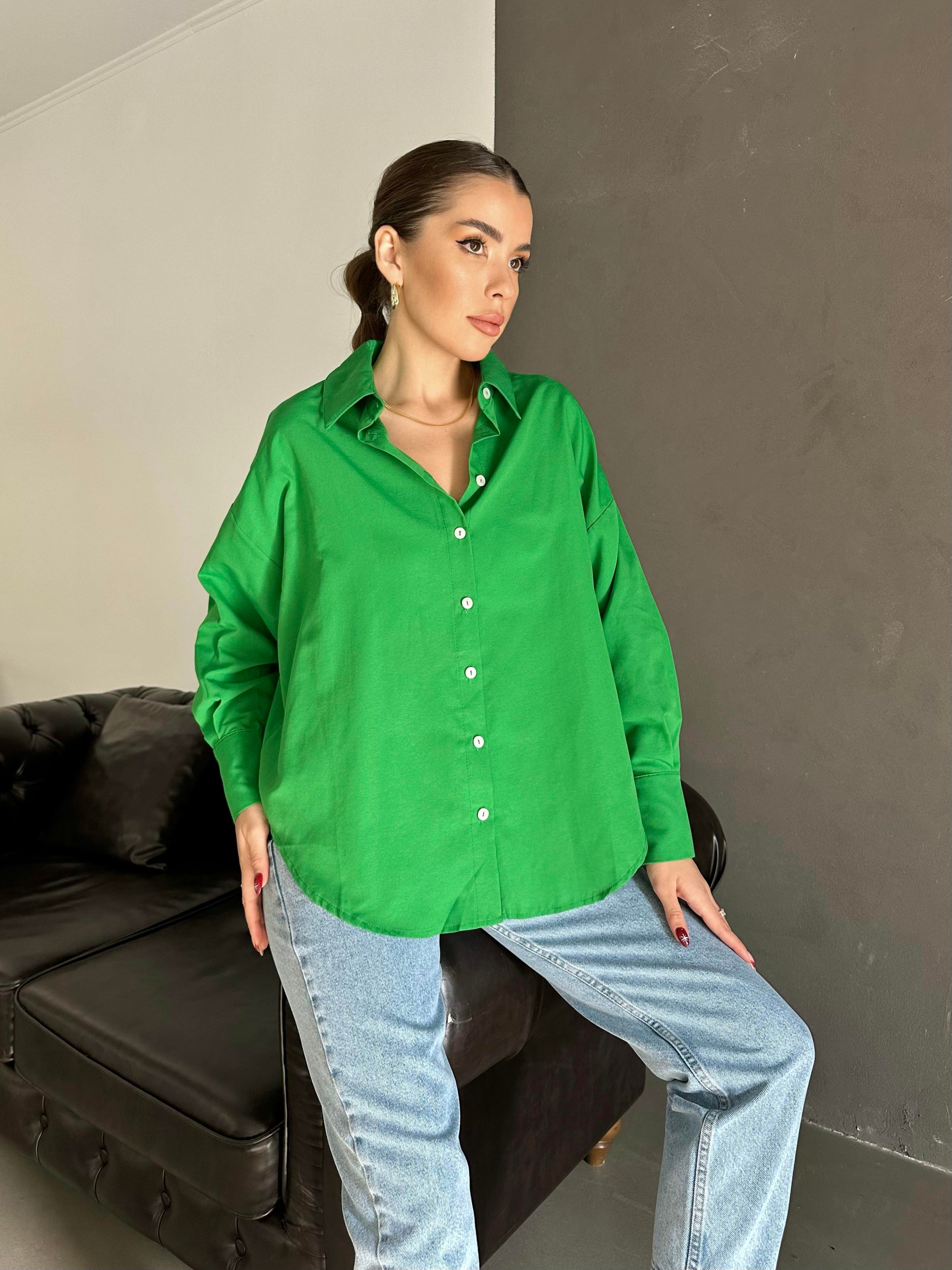 Basic Oversize Gömlek Yeşil