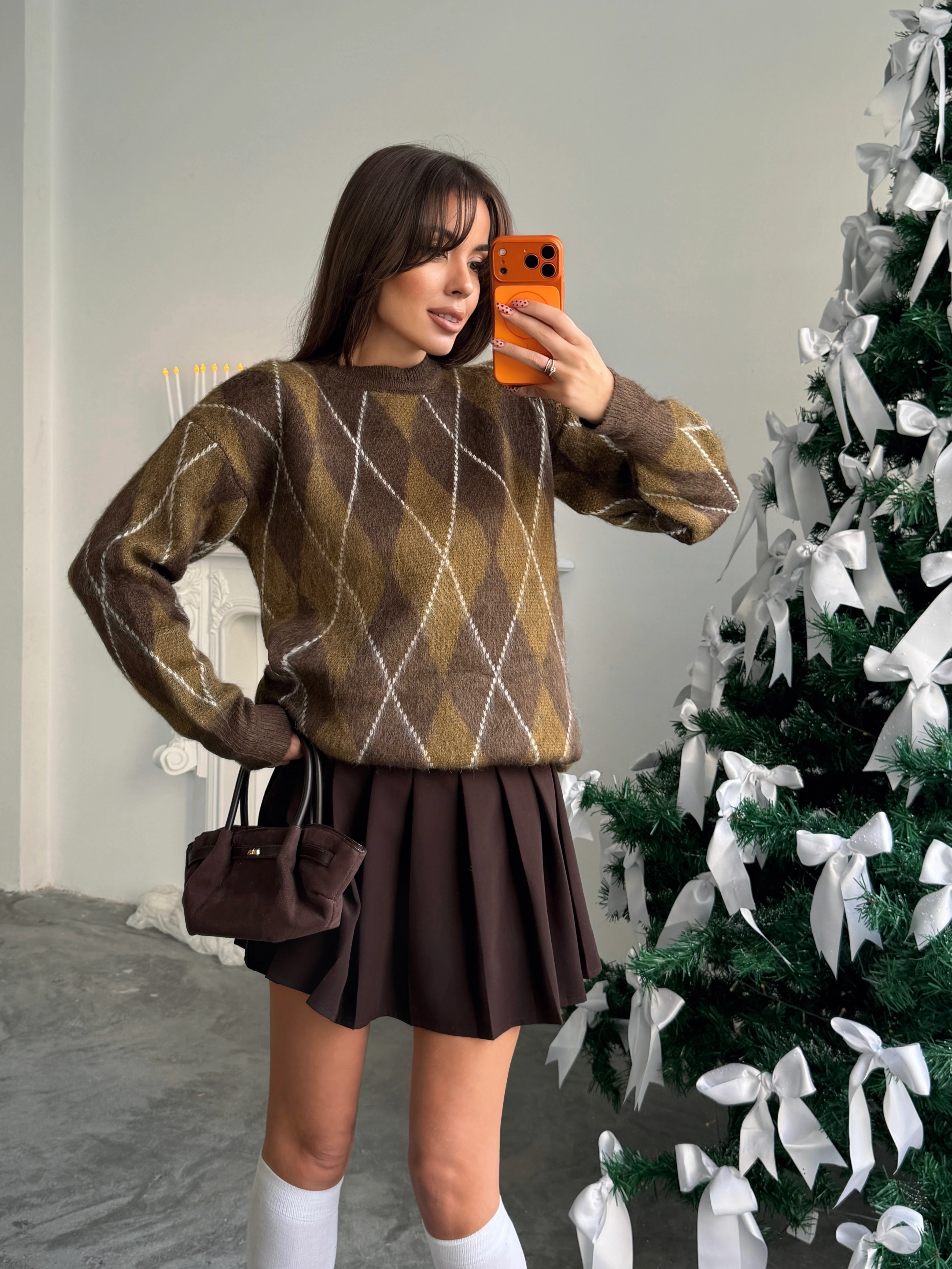 Ribanalı Baklava Desen Kazak