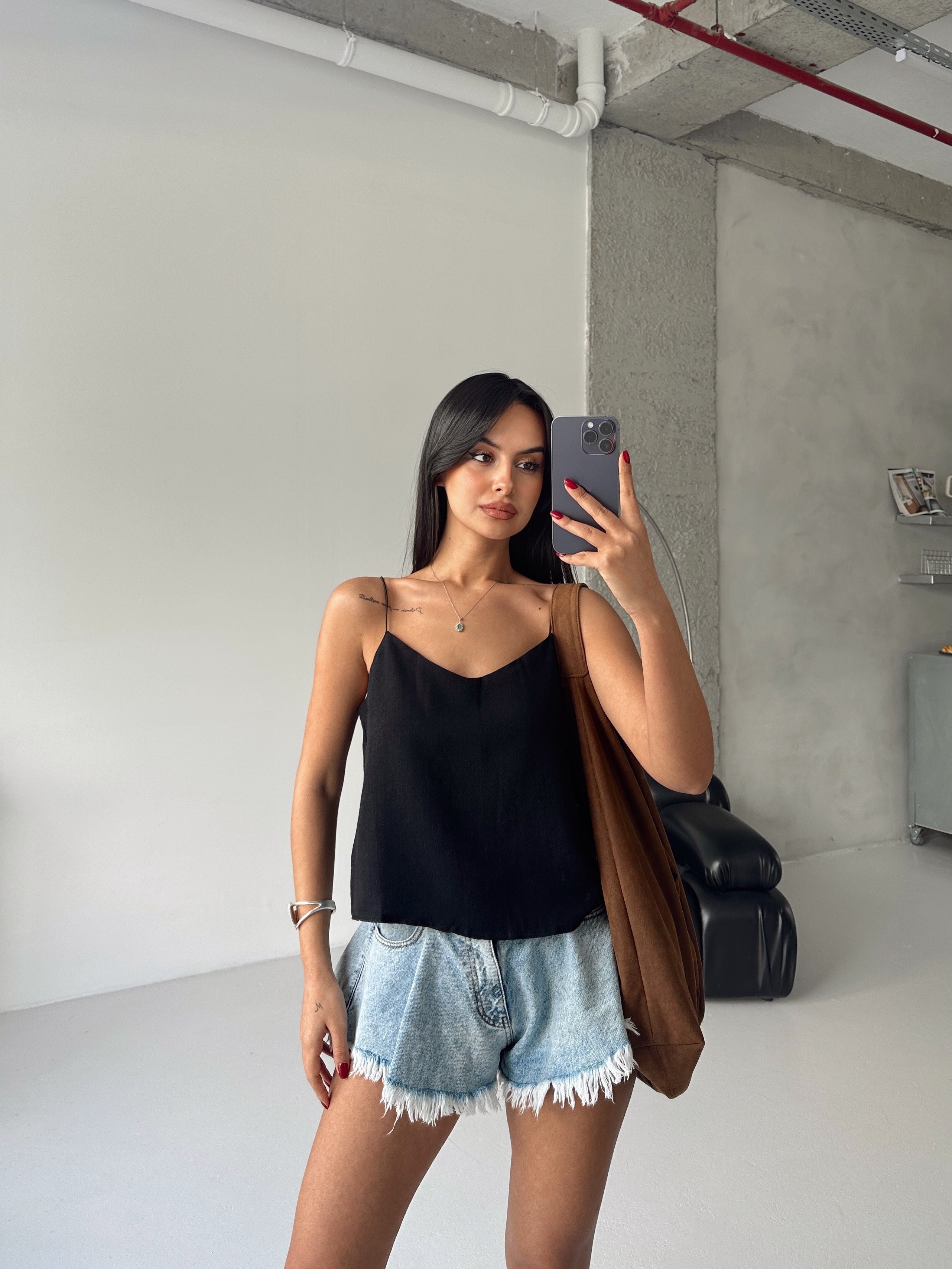 Askılı Keten Bluz