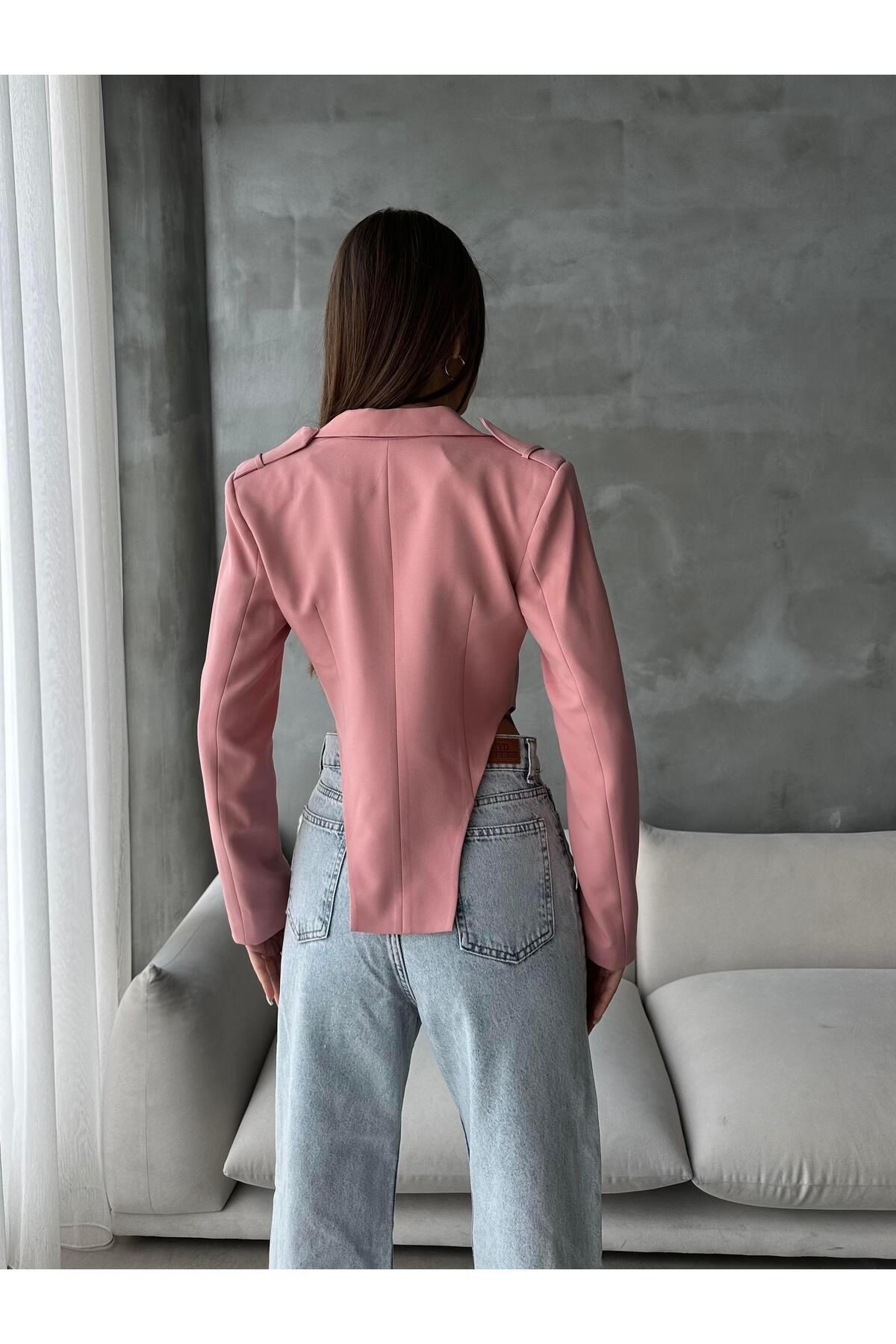 Asimetrik Kesim Lilith Blazer Ceket Pembe