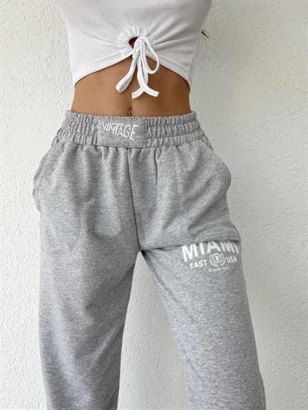 Bel Detay Miami Jogger Eşofman Gri