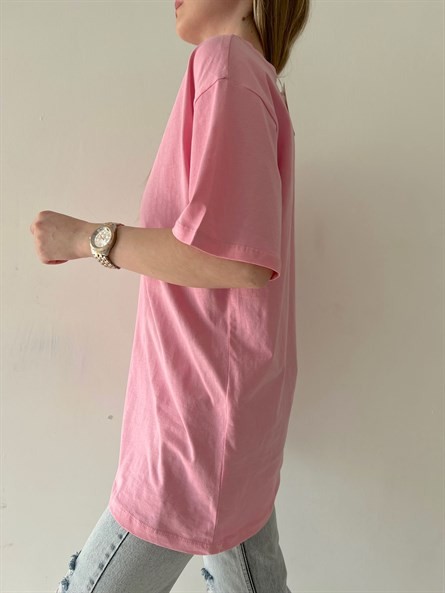 Wellness Kabartma Oversize Basic Pembe