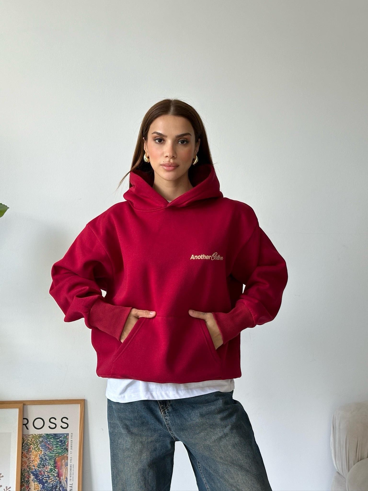 Another Kapüşonlu Sweatshirt Bordo