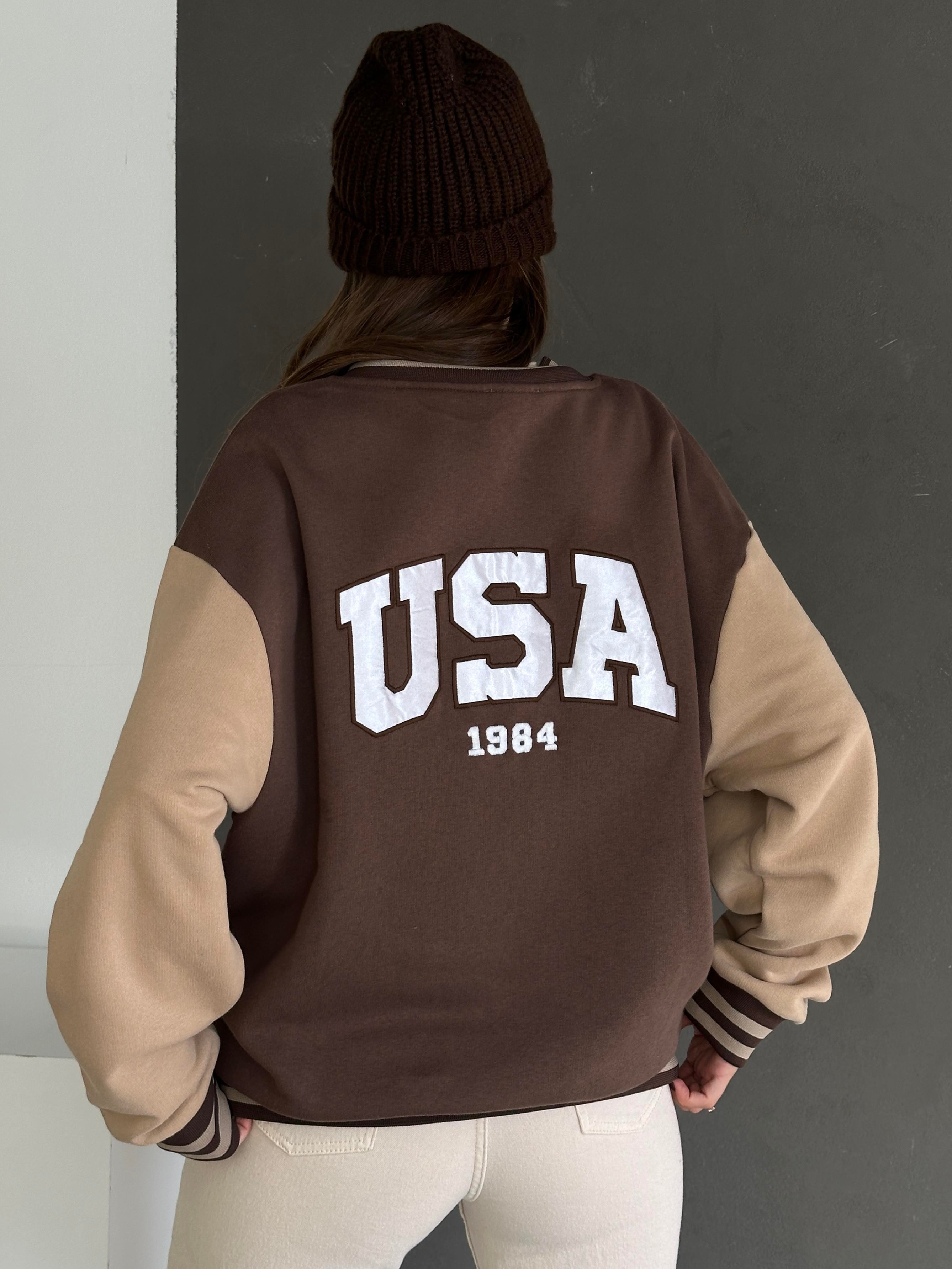 Usa Bomber Ceket Kahverengi