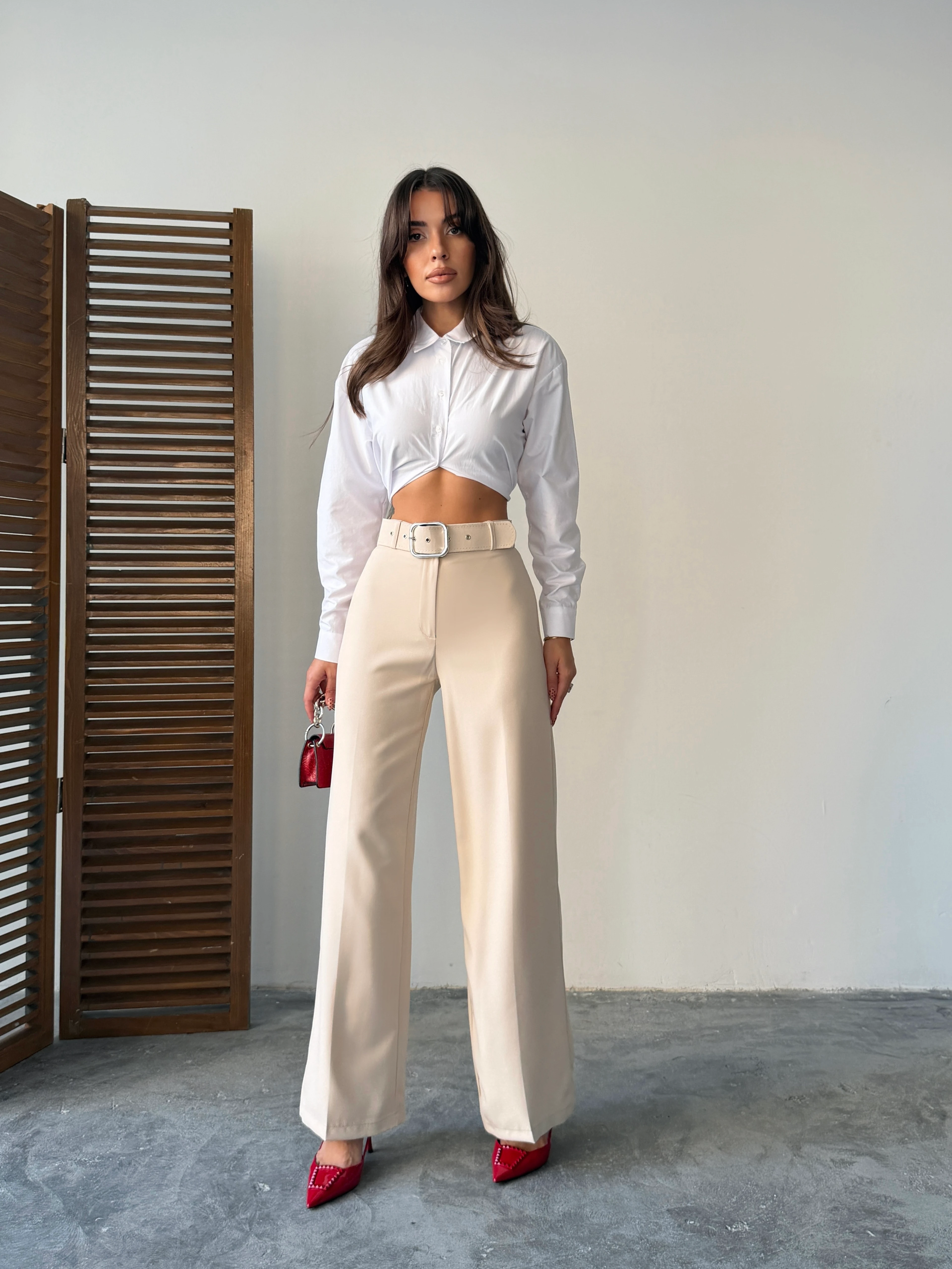 Kemerli Palazzo Pantolon 