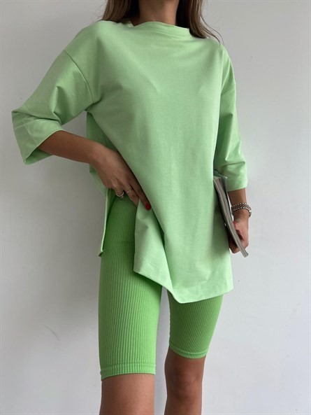 Boyfriend Yan Yırtmaç Basic Mint