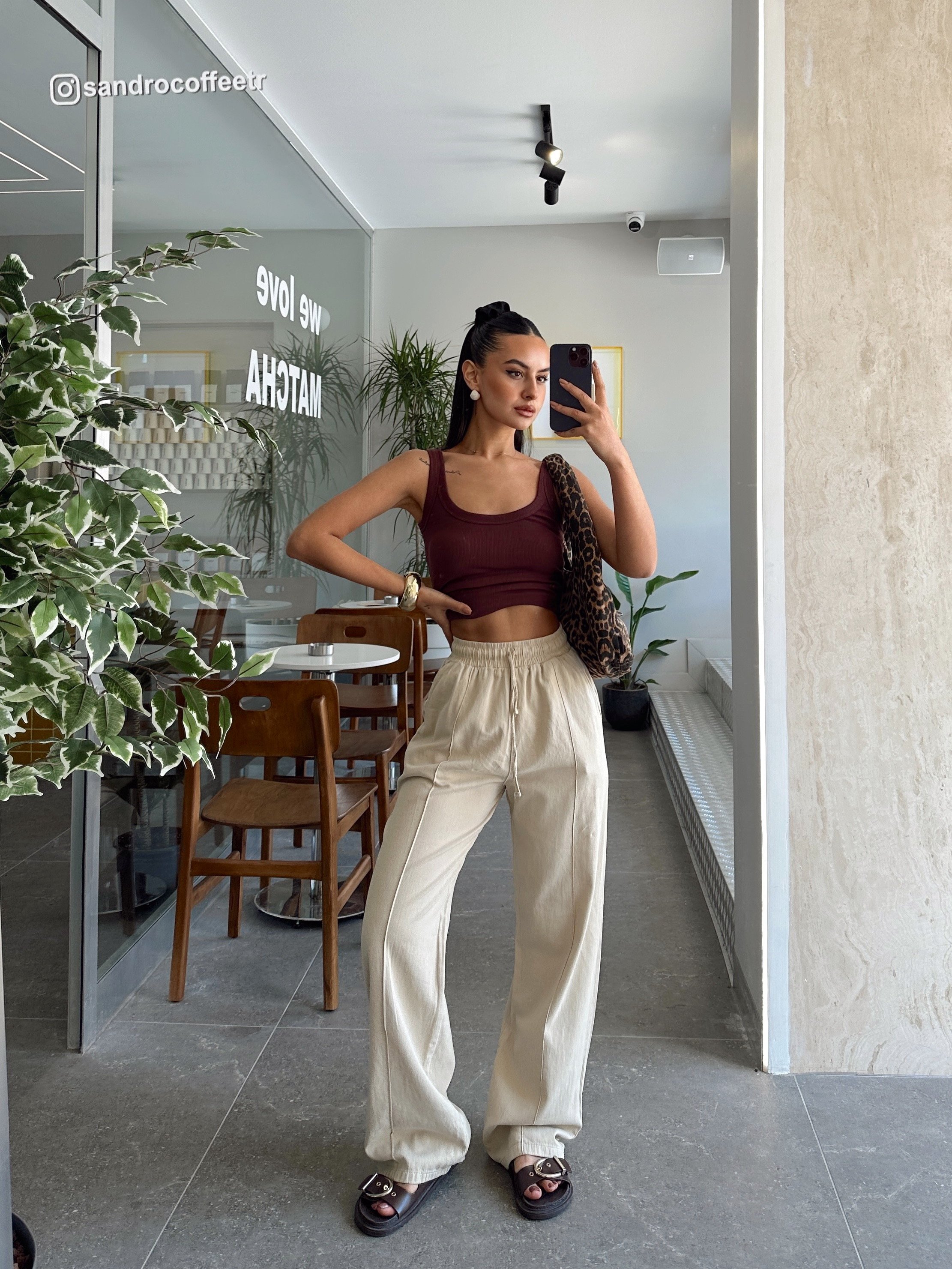 Bağcıklı Gabardin Pantolon - Bej