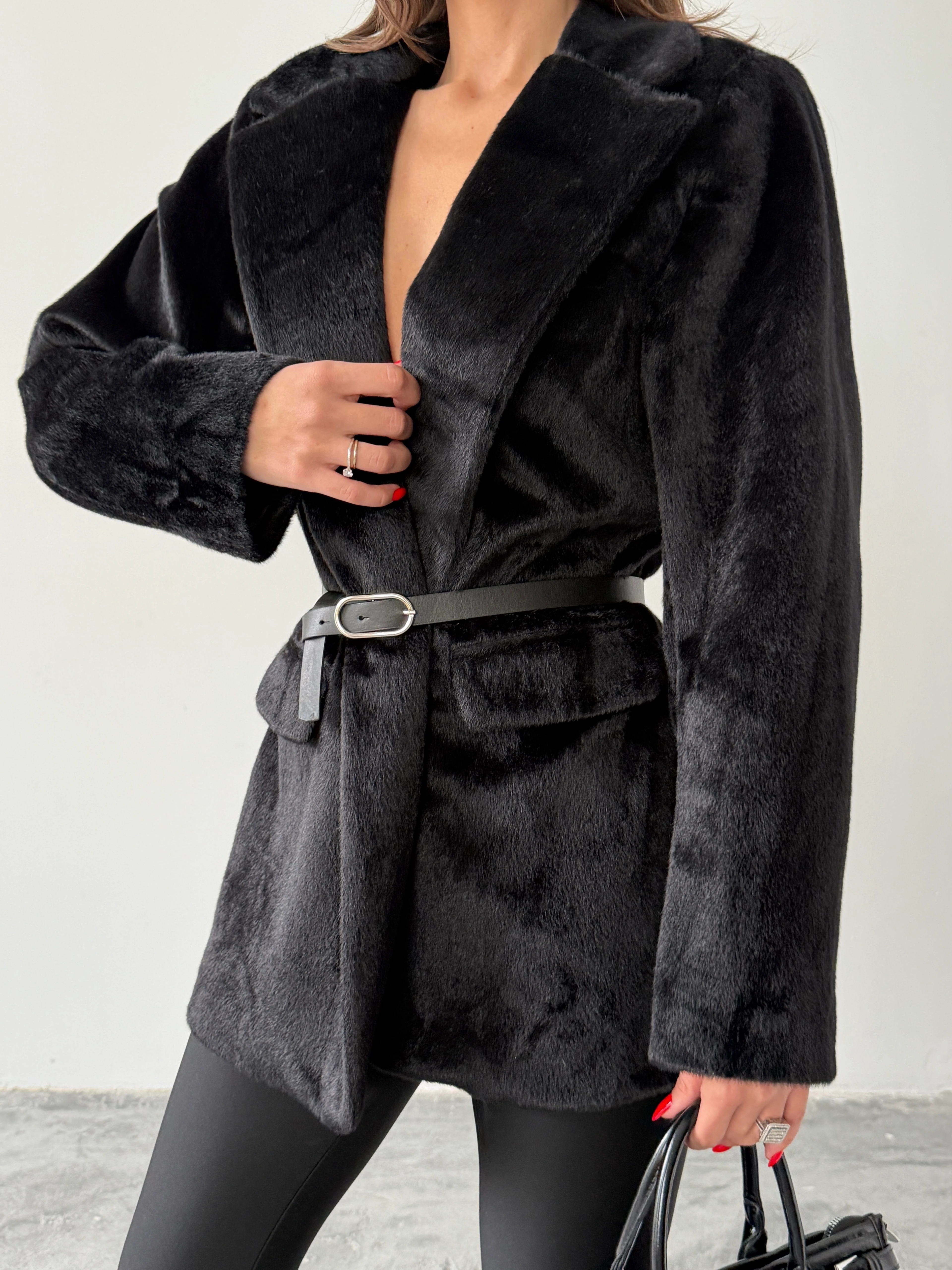 Vatkalı Fox Blazer Ceket - Siyah