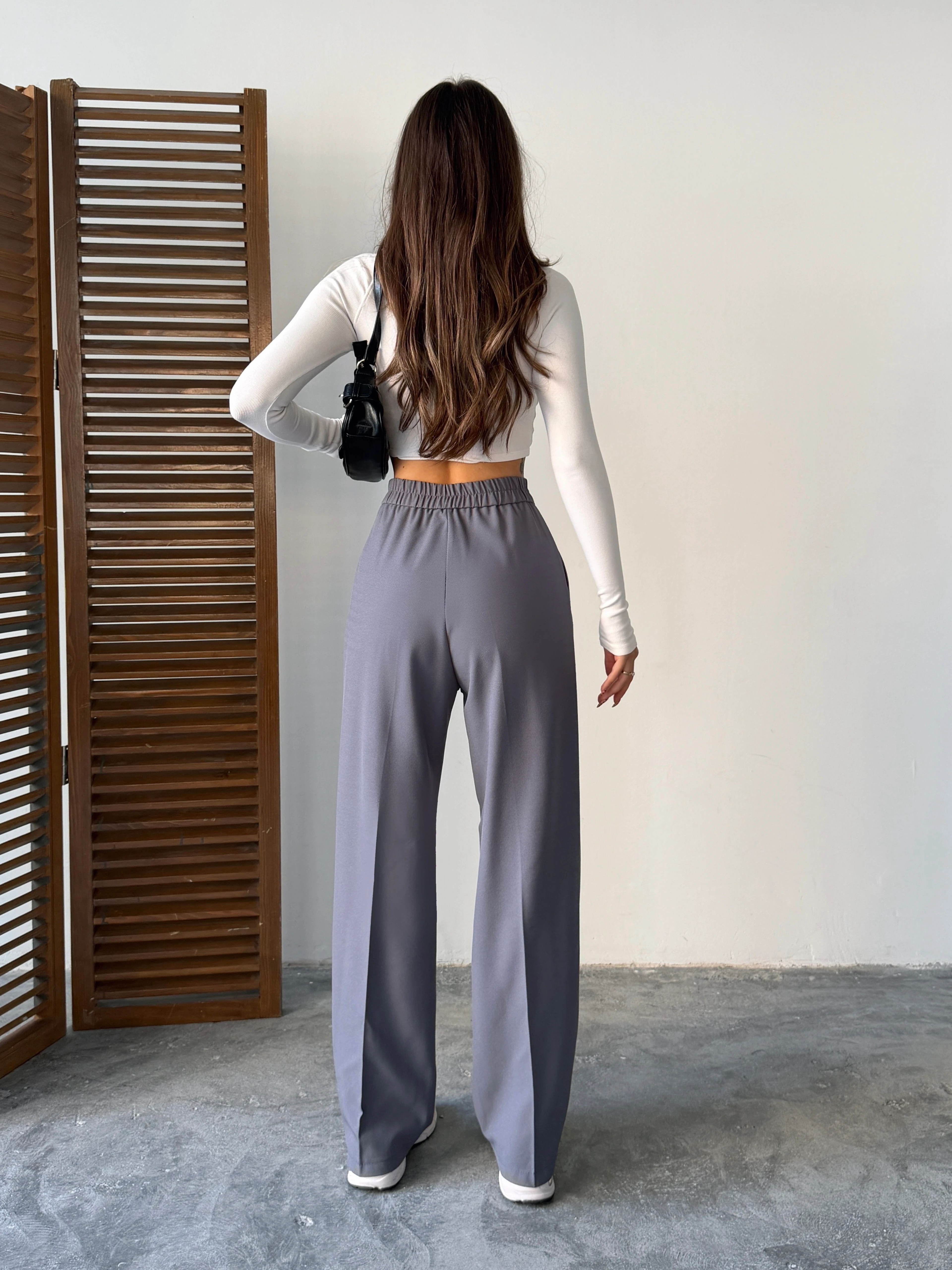 Arka Beli Lastikli Palazzo Pantolon 