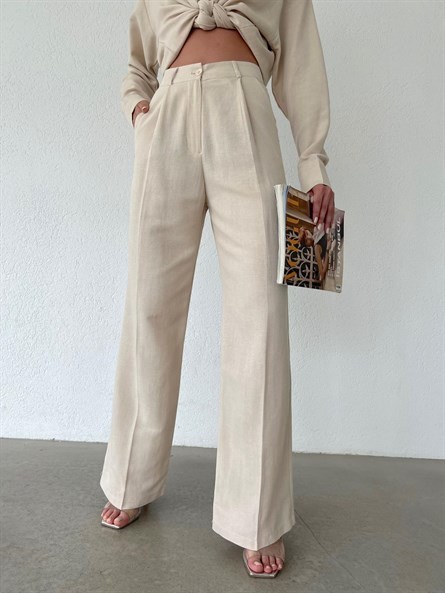 Valeria Keten Palazzo Pantolon Bej