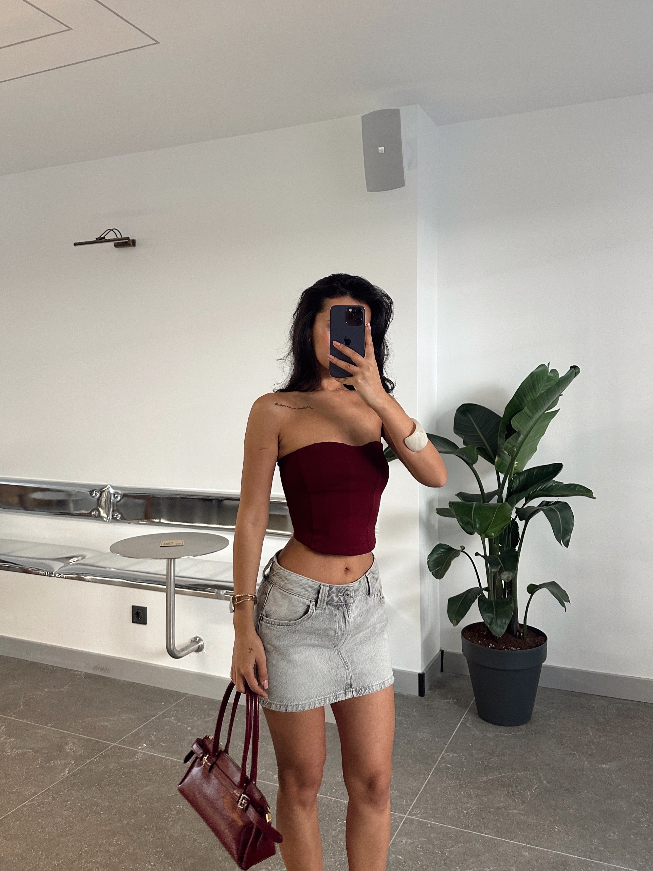 Straplez Crop - Bordo