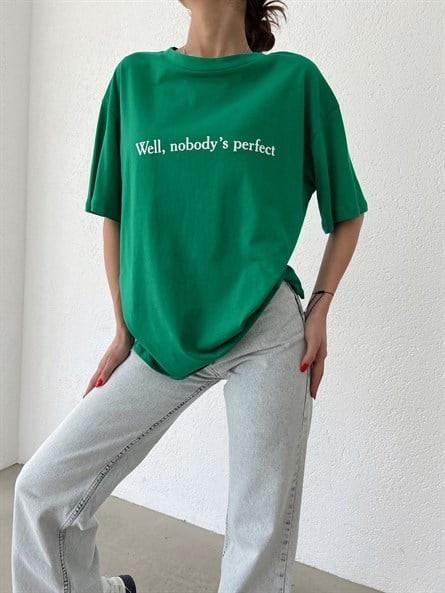 Nobody’s Perfect Oversize Basic Yeşil