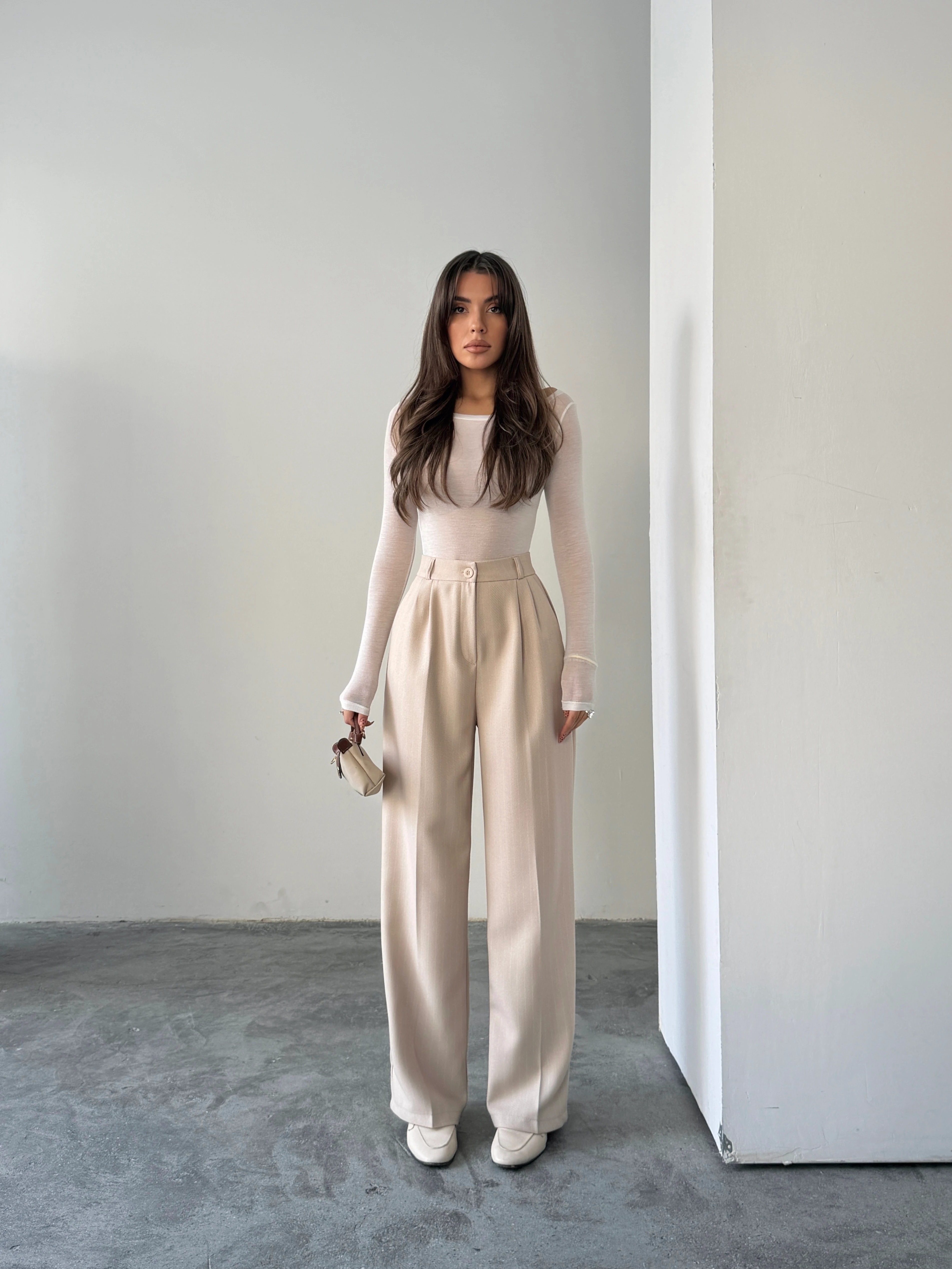 Yünefekt Çizgili Palazzo - Taş