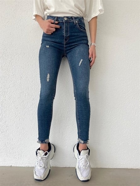 Vintage Yüksek Bel Skinny Jean Lacivert