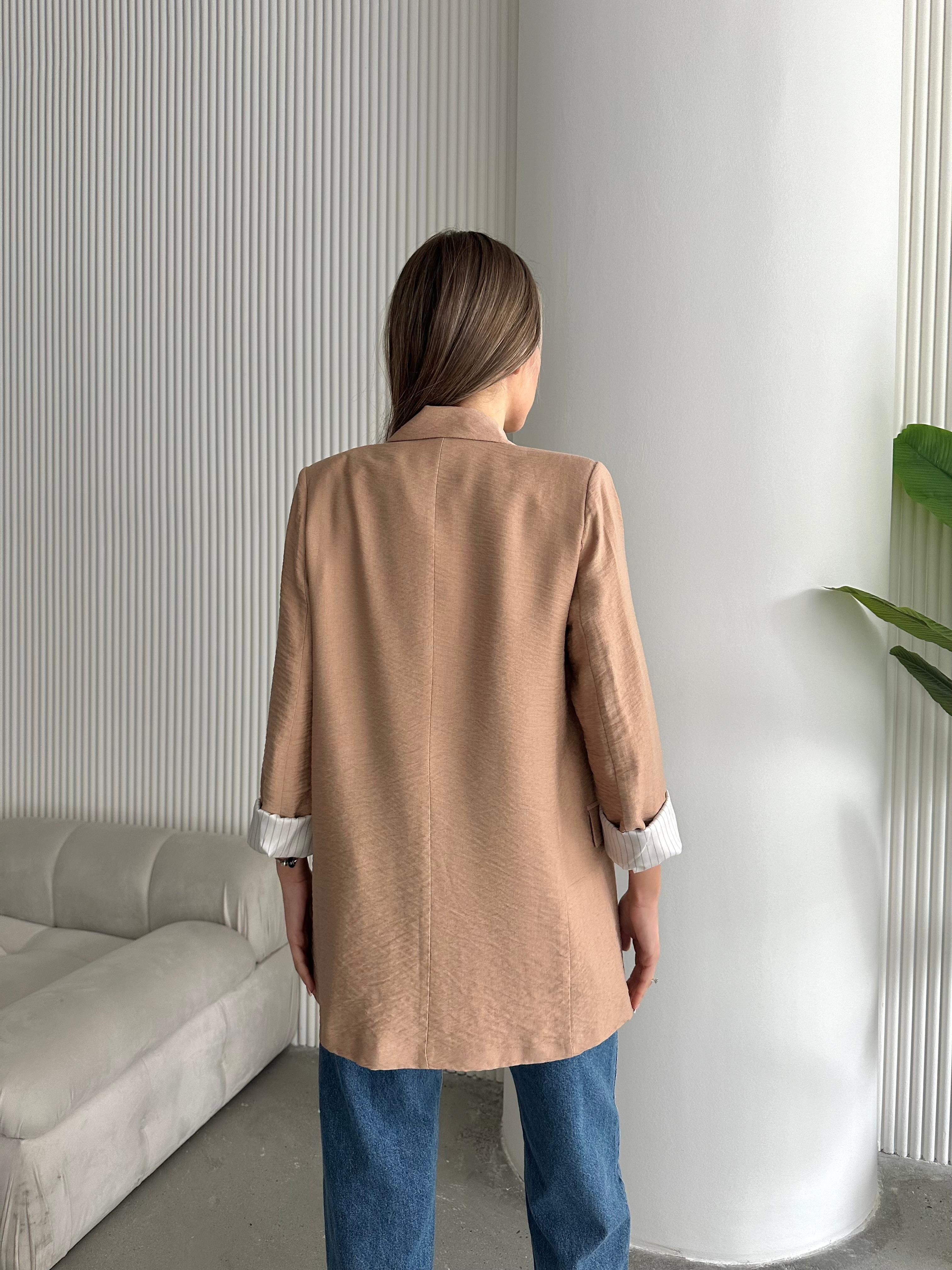 Tiril Keten Blazer Ceket Vizon