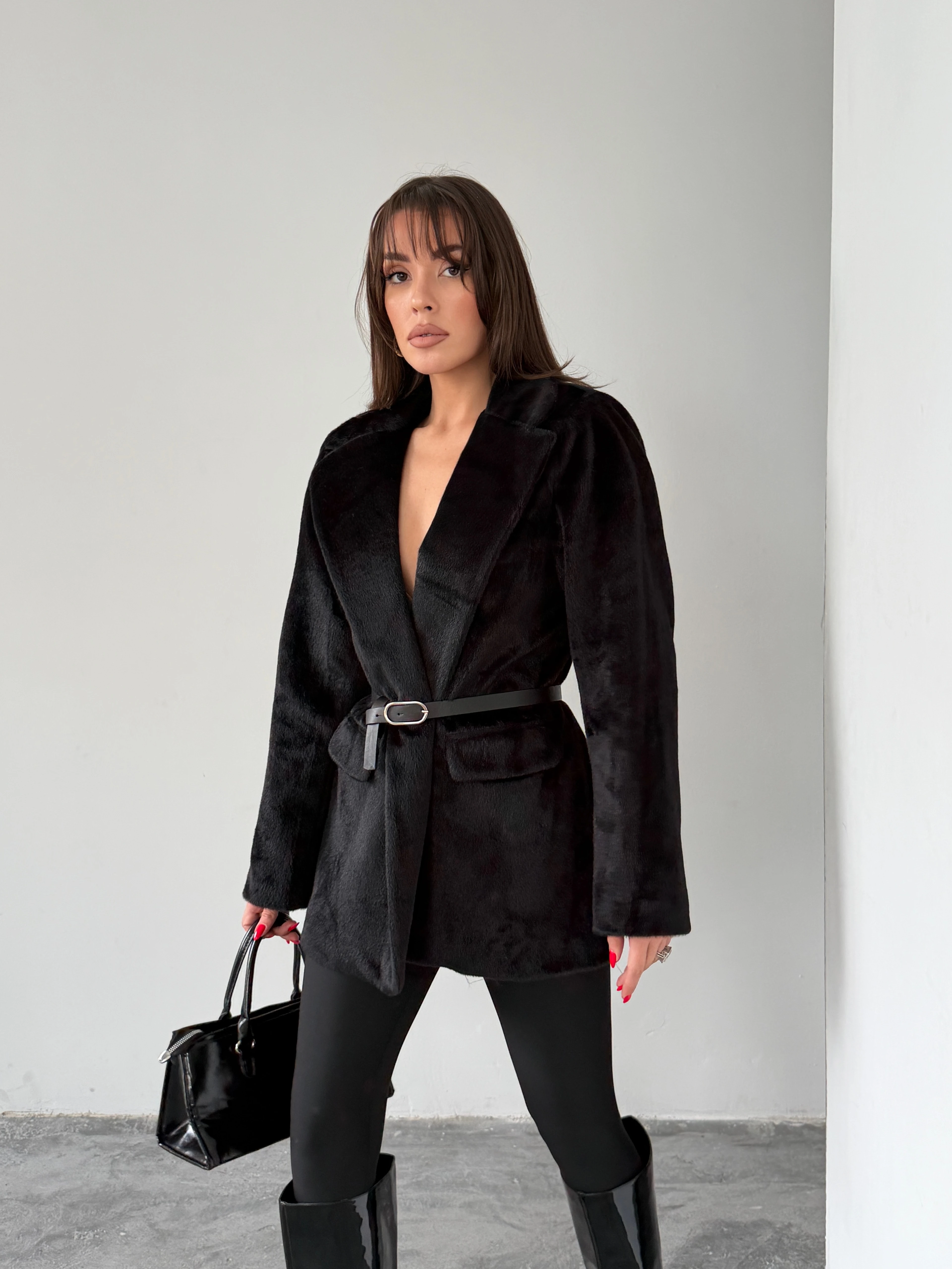 Vatkalı Fox Blazer Ceket - Siyah