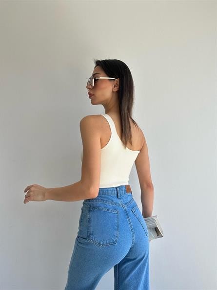 Tek Kol Triko Crop Ekru