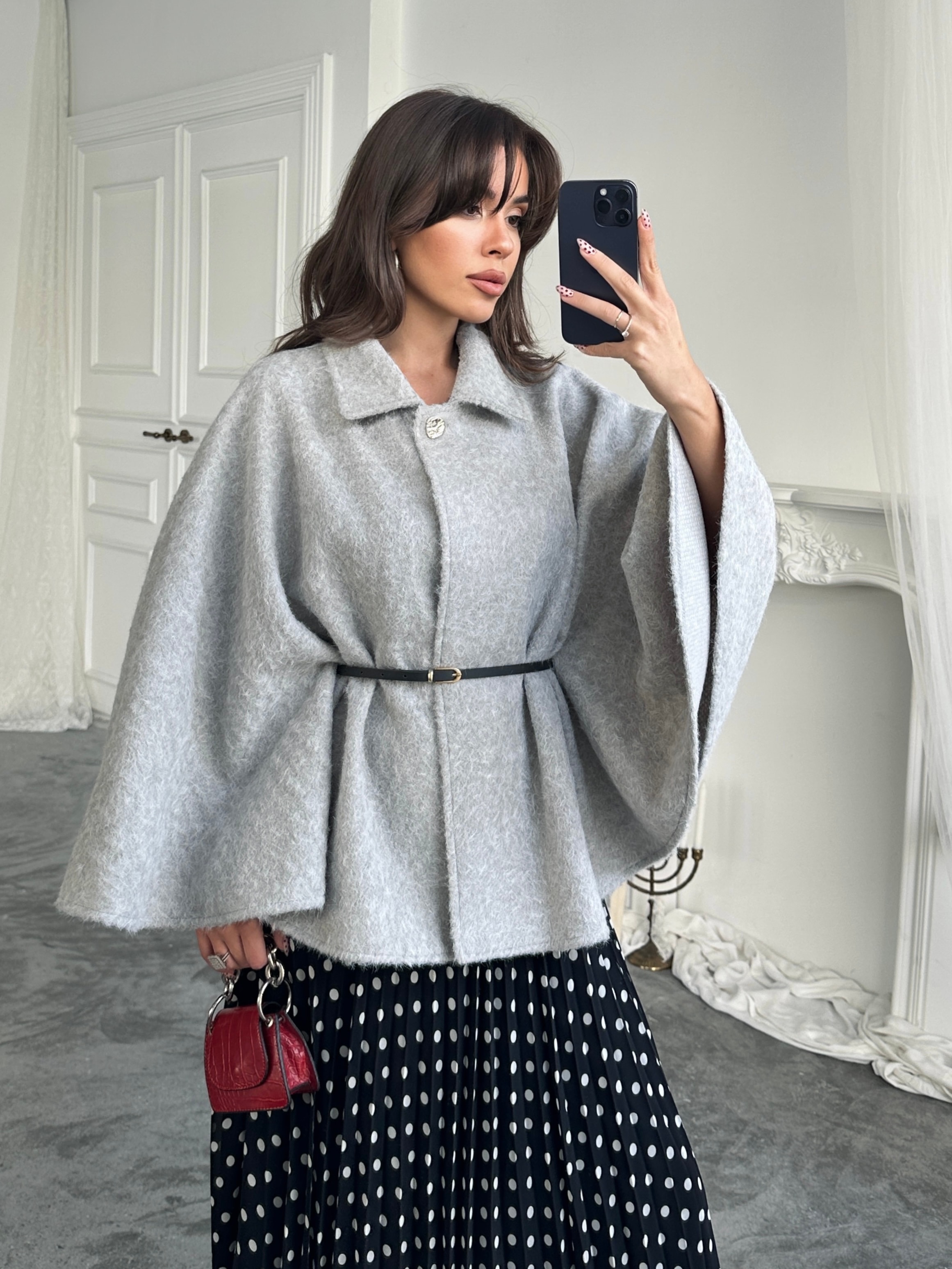 Kırçıllı Kaşe Panço  - Gri