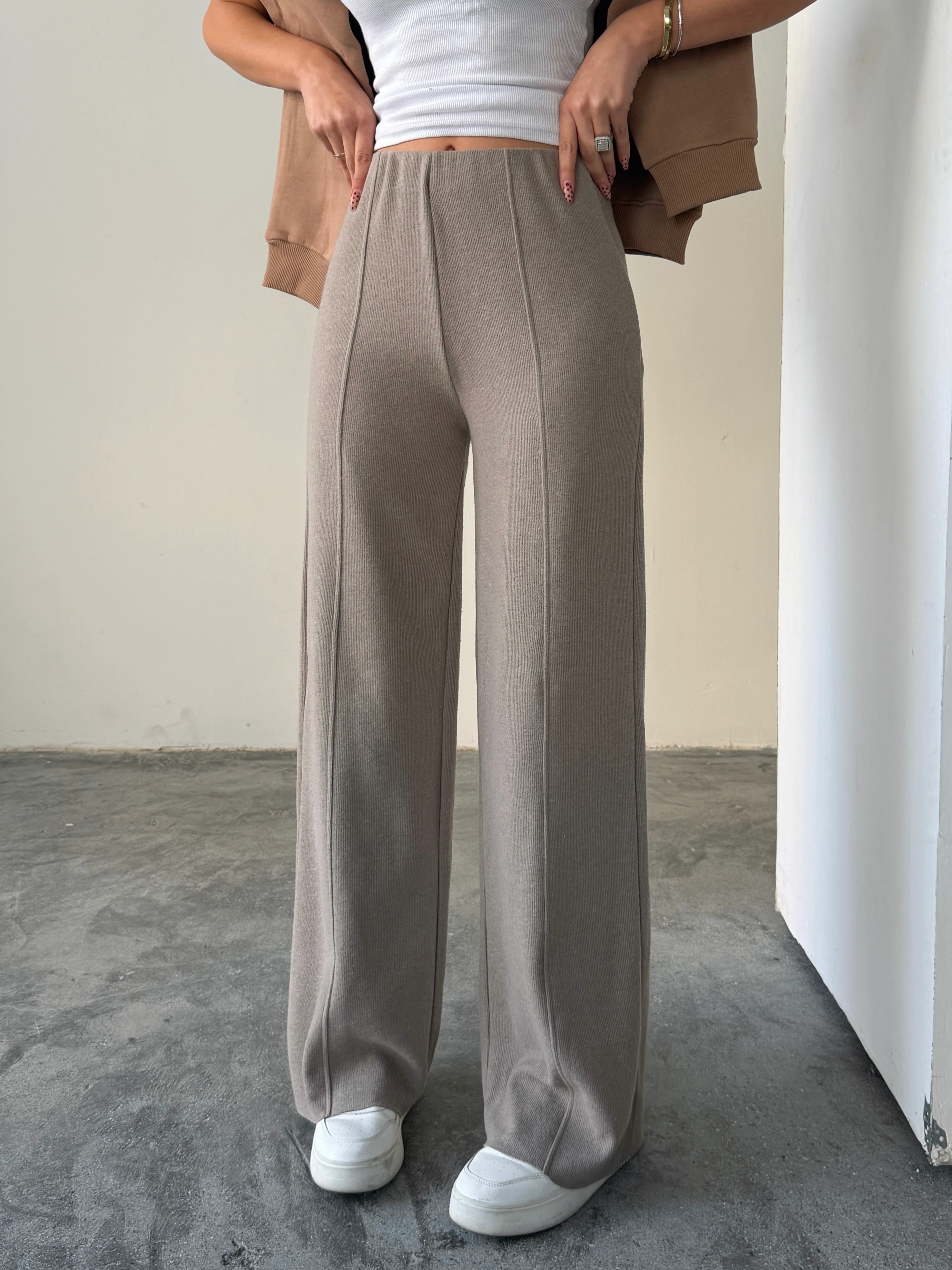 Çimalı Bel Lastik Selanik Pantolon - Bej