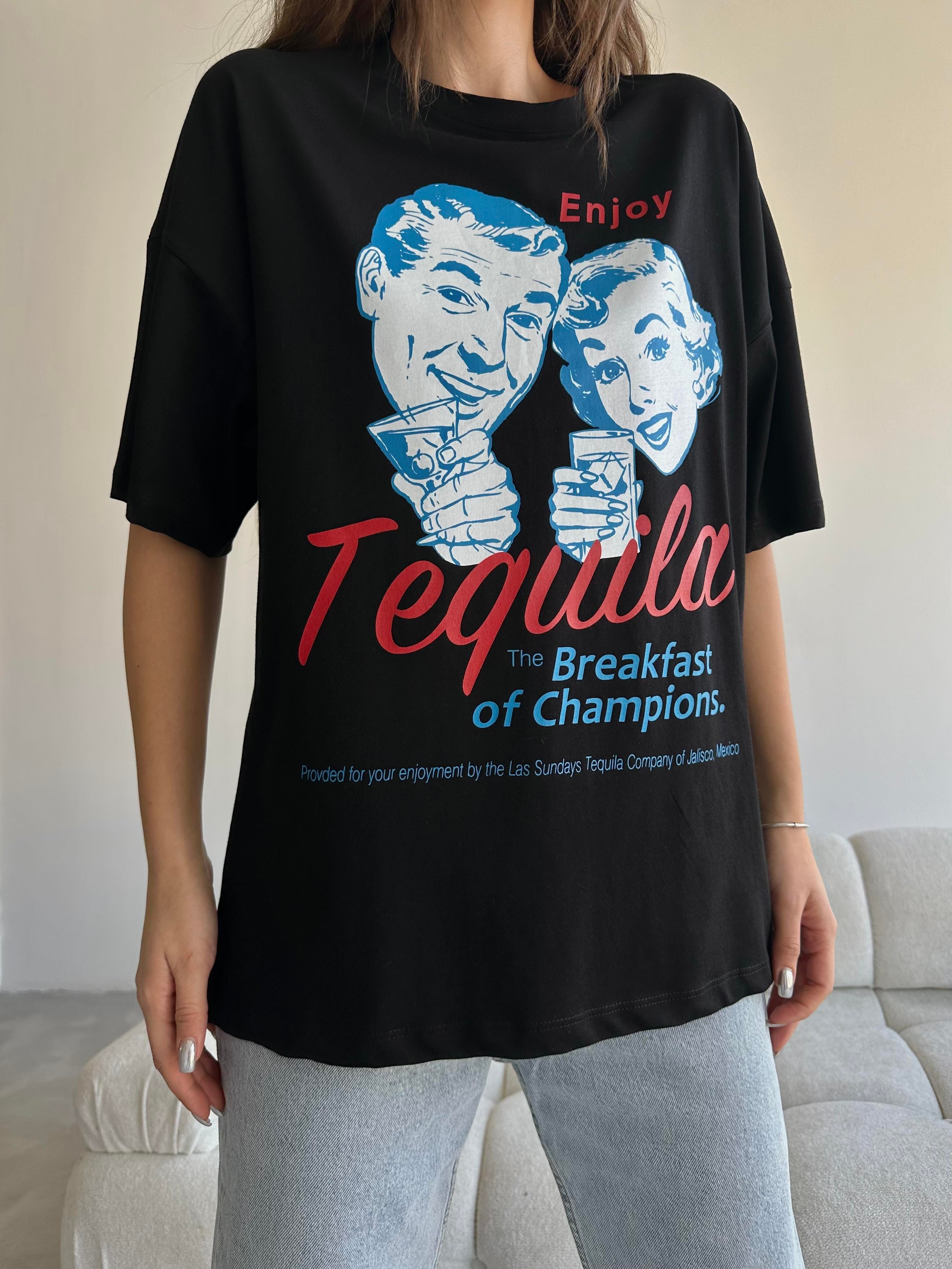 Tequila Baskılı Tshirt Siyah