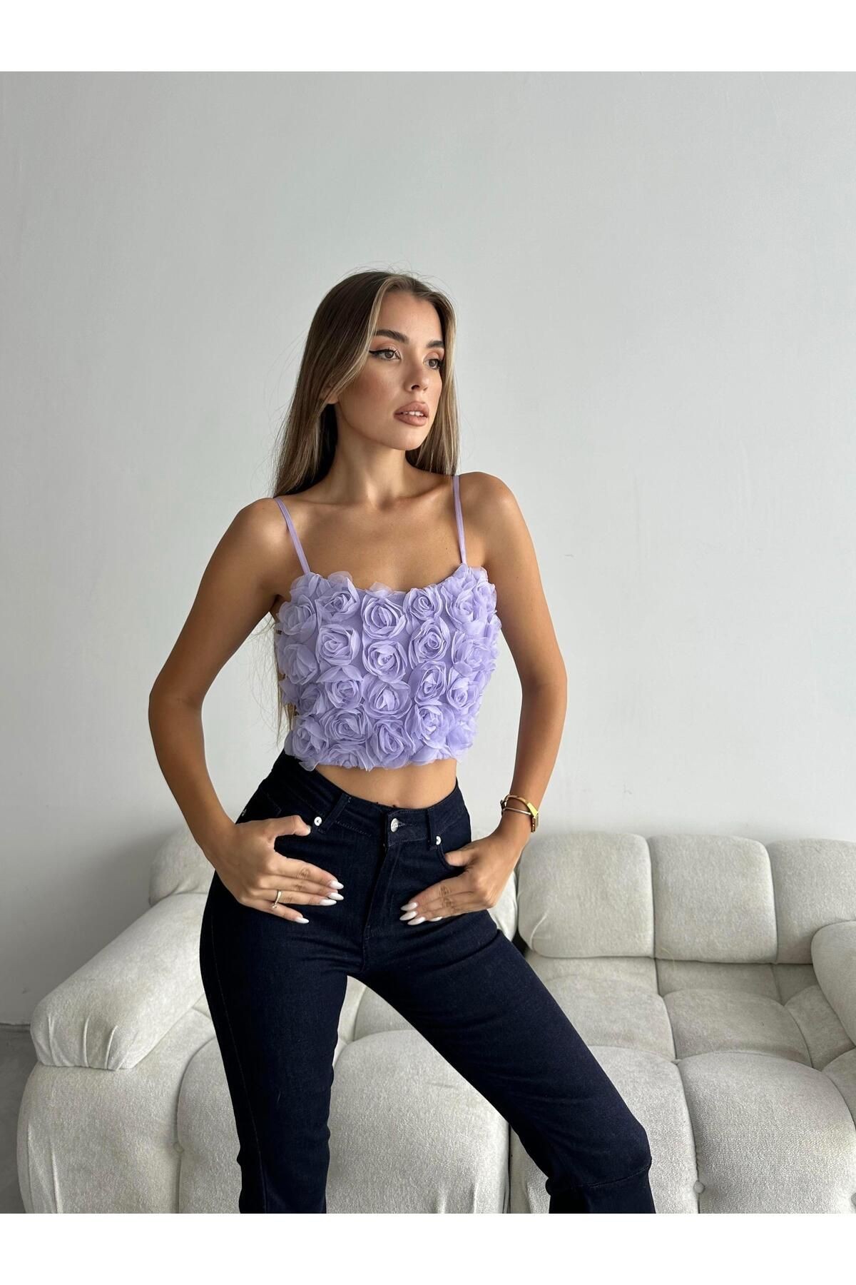 Rose Crop Bluz Lila