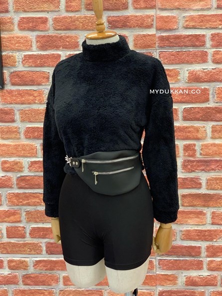 Balıkçı Peluş Sweat Siyah