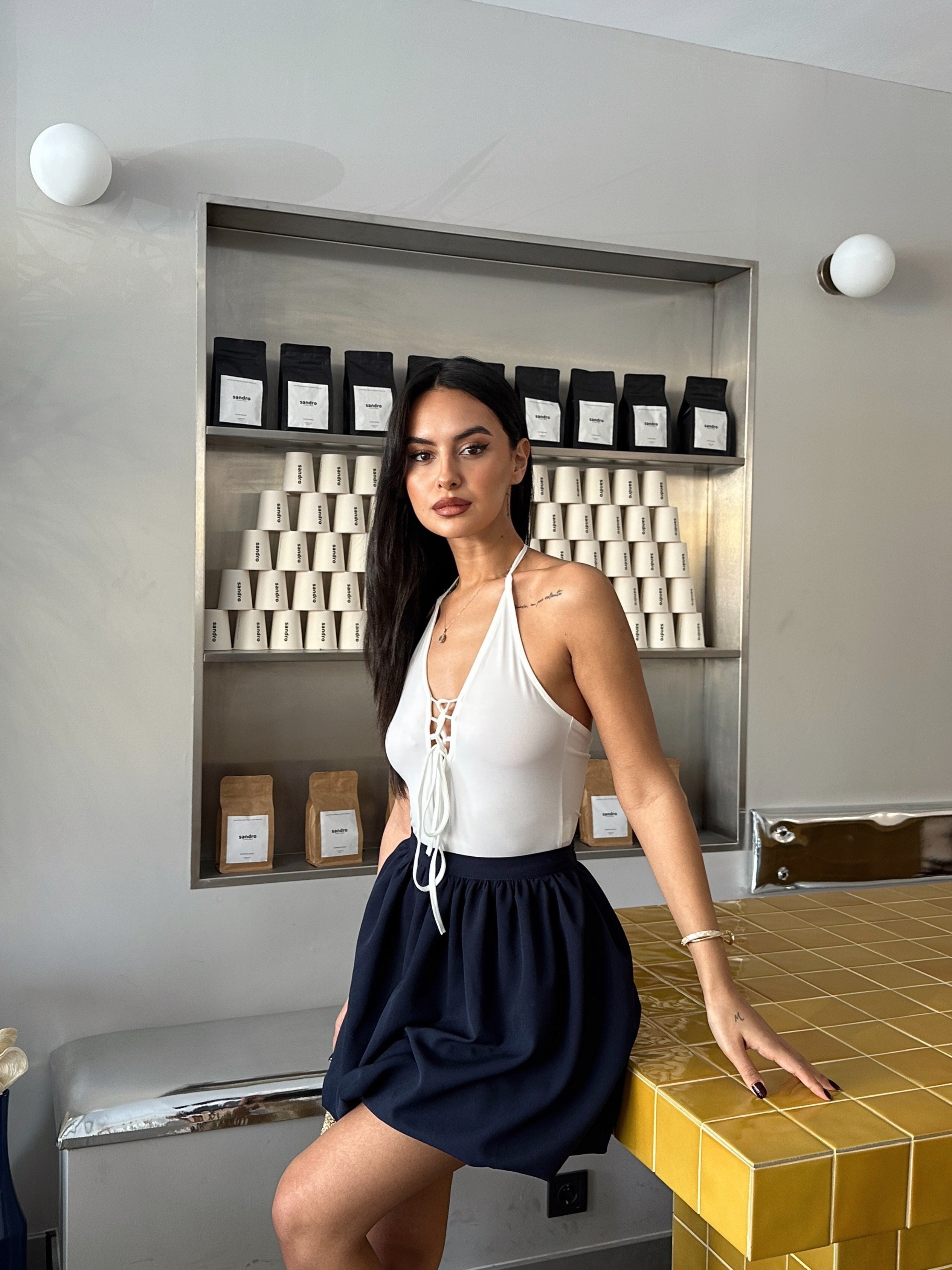 Maya Önden Bağcıklı Bodysuit Beyaz