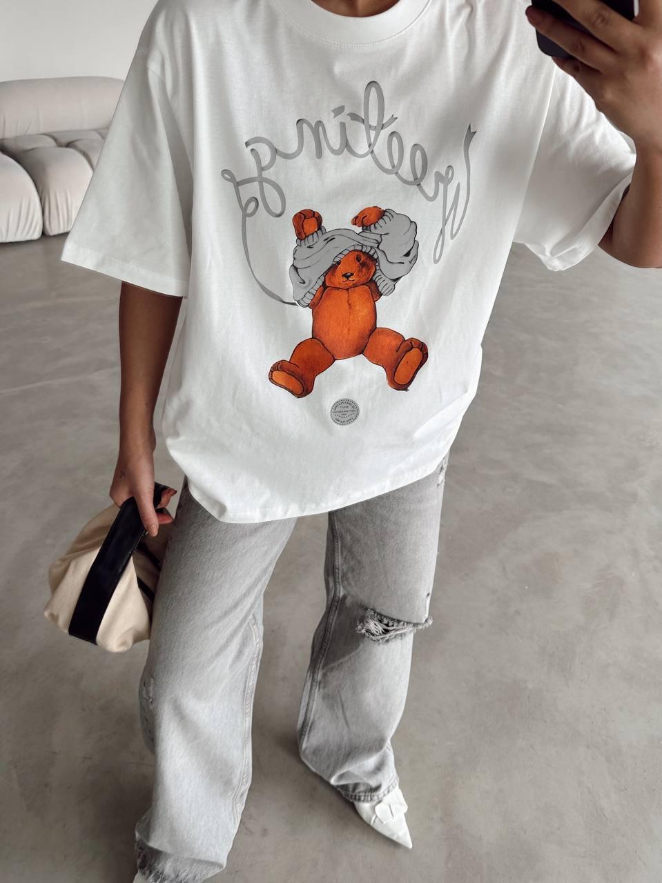 Bear Baskılı Basic - Beyaz