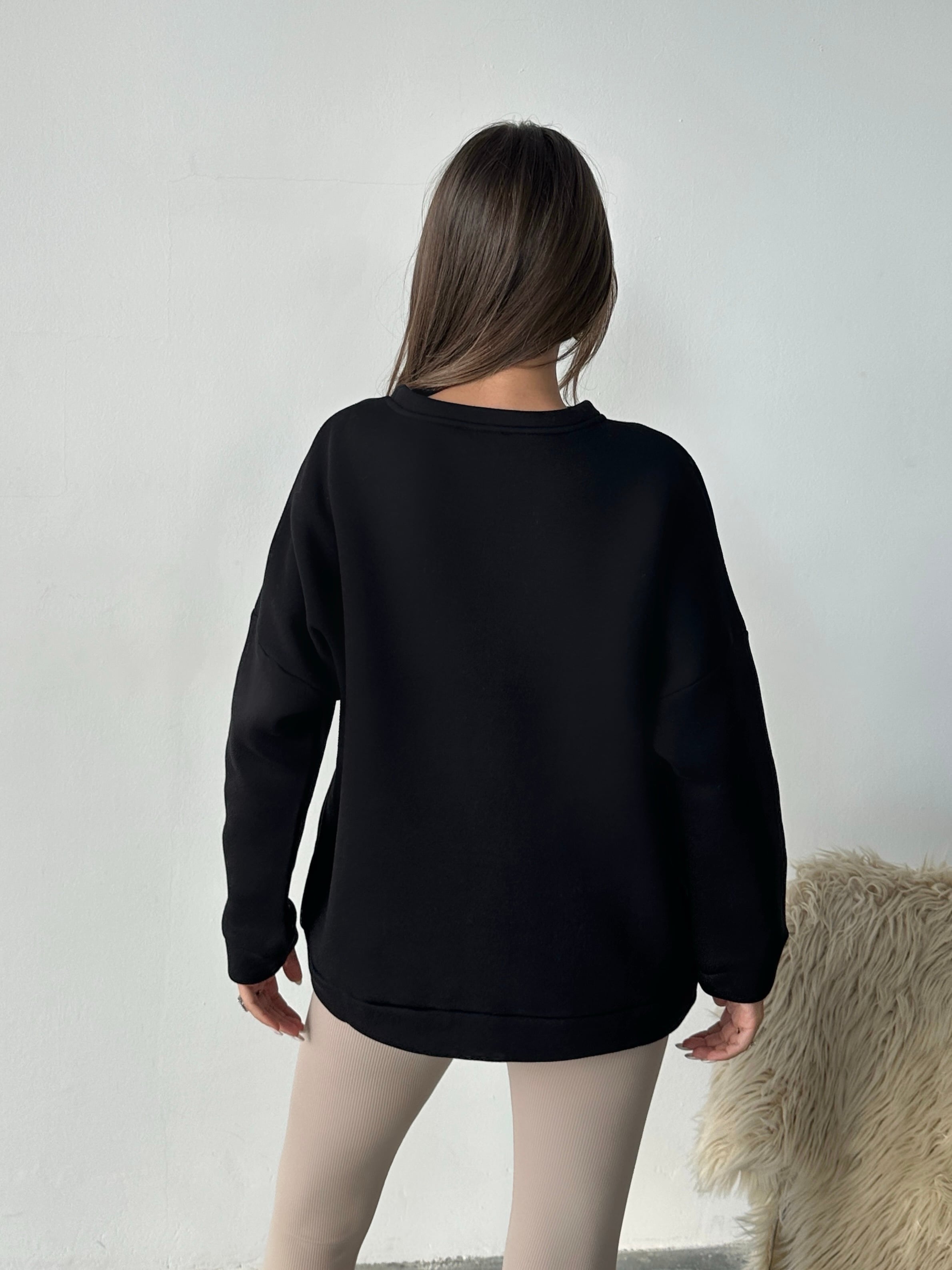 Eagles Üç İplik Oversize Sweat Siyah