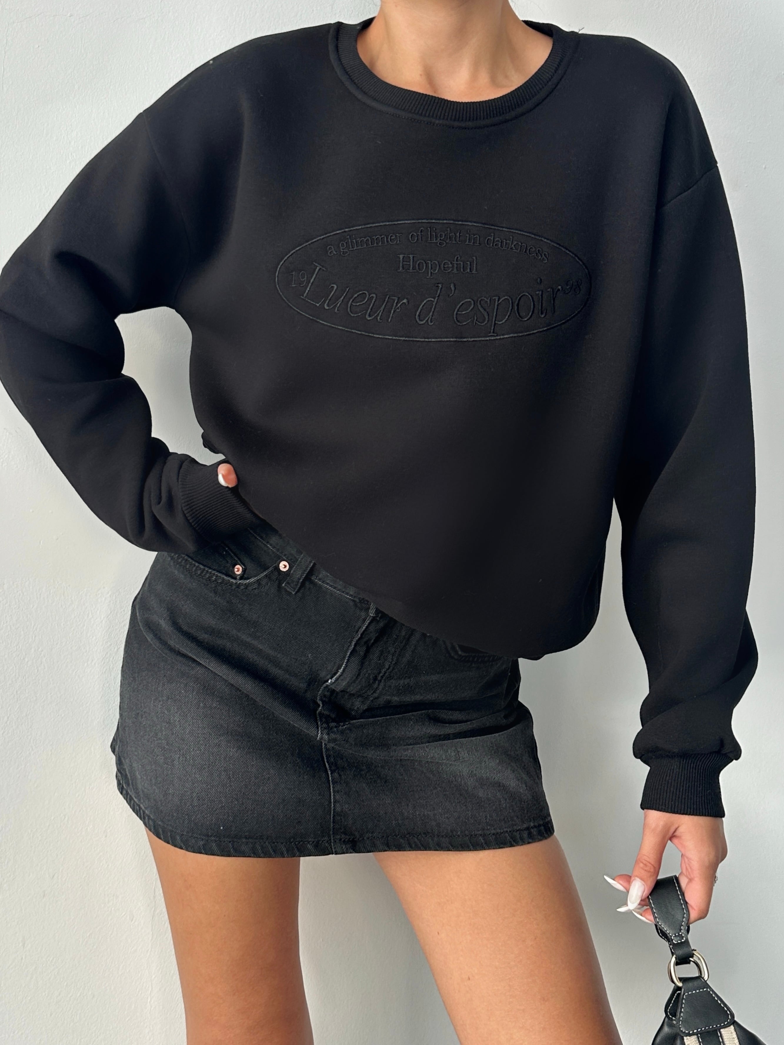 Hopeful Nakış Sweat - Black
