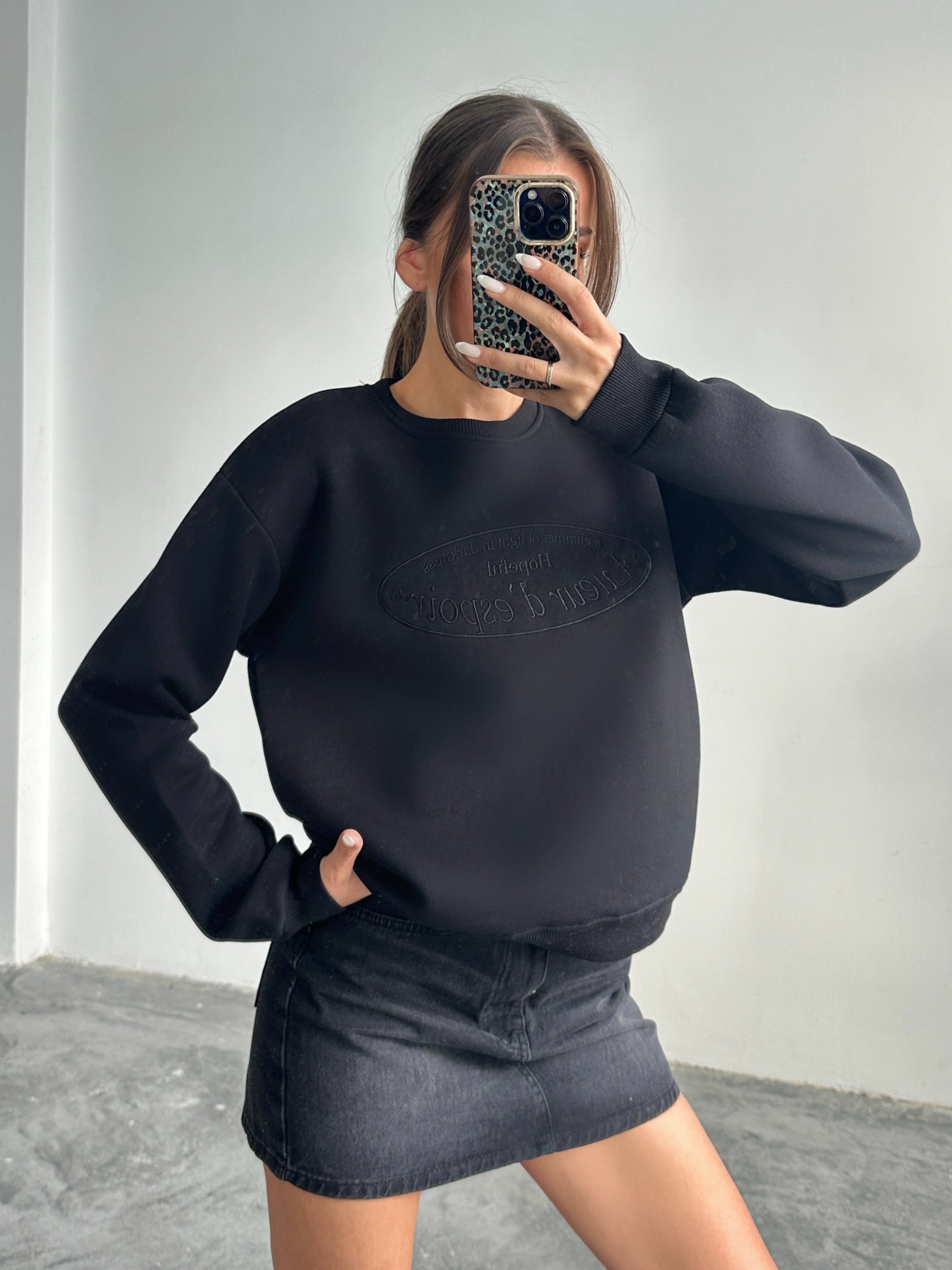 Hopeful Nakış Sweat - Black