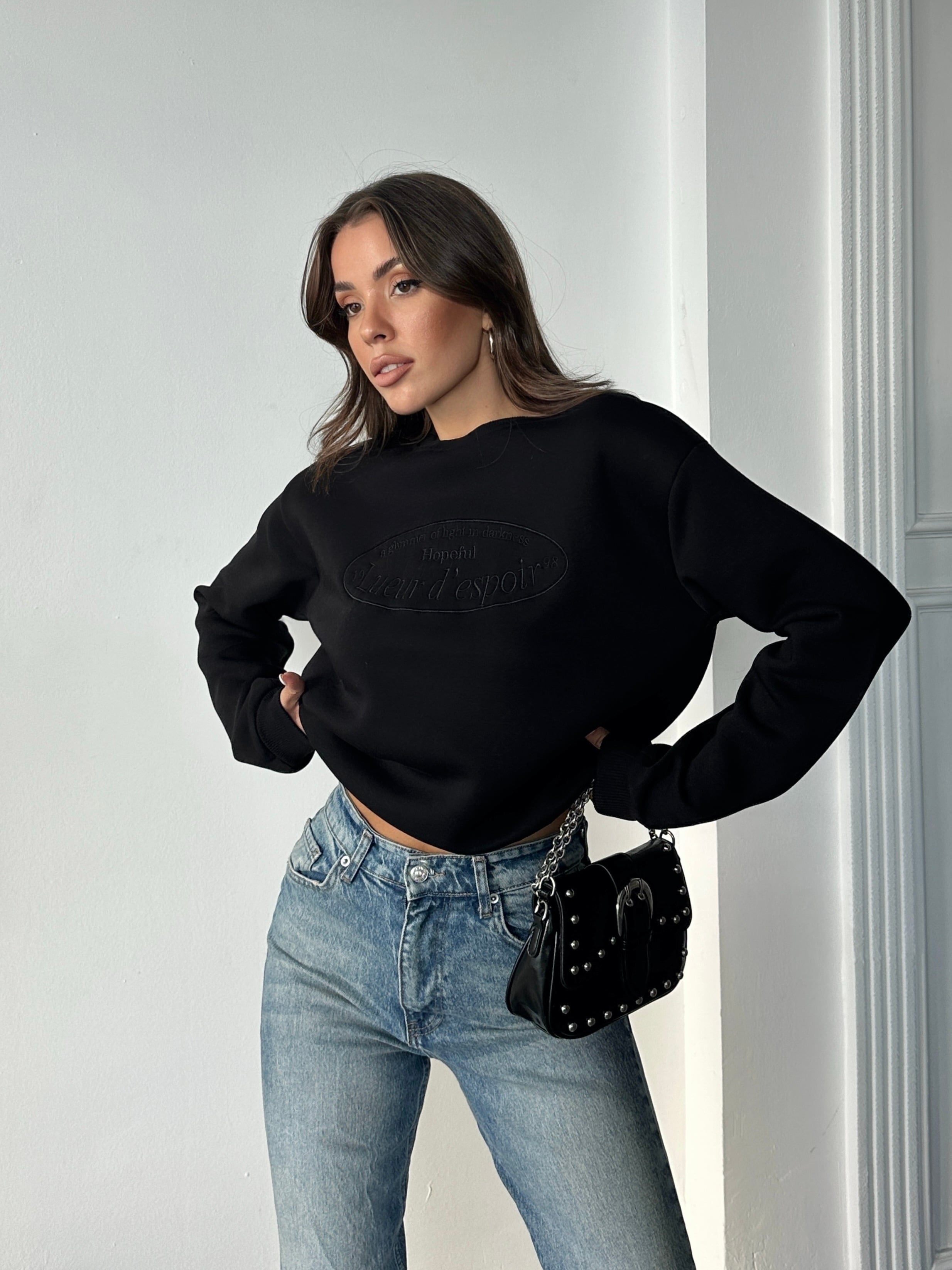 Hopeful Nakış Sweat - Black