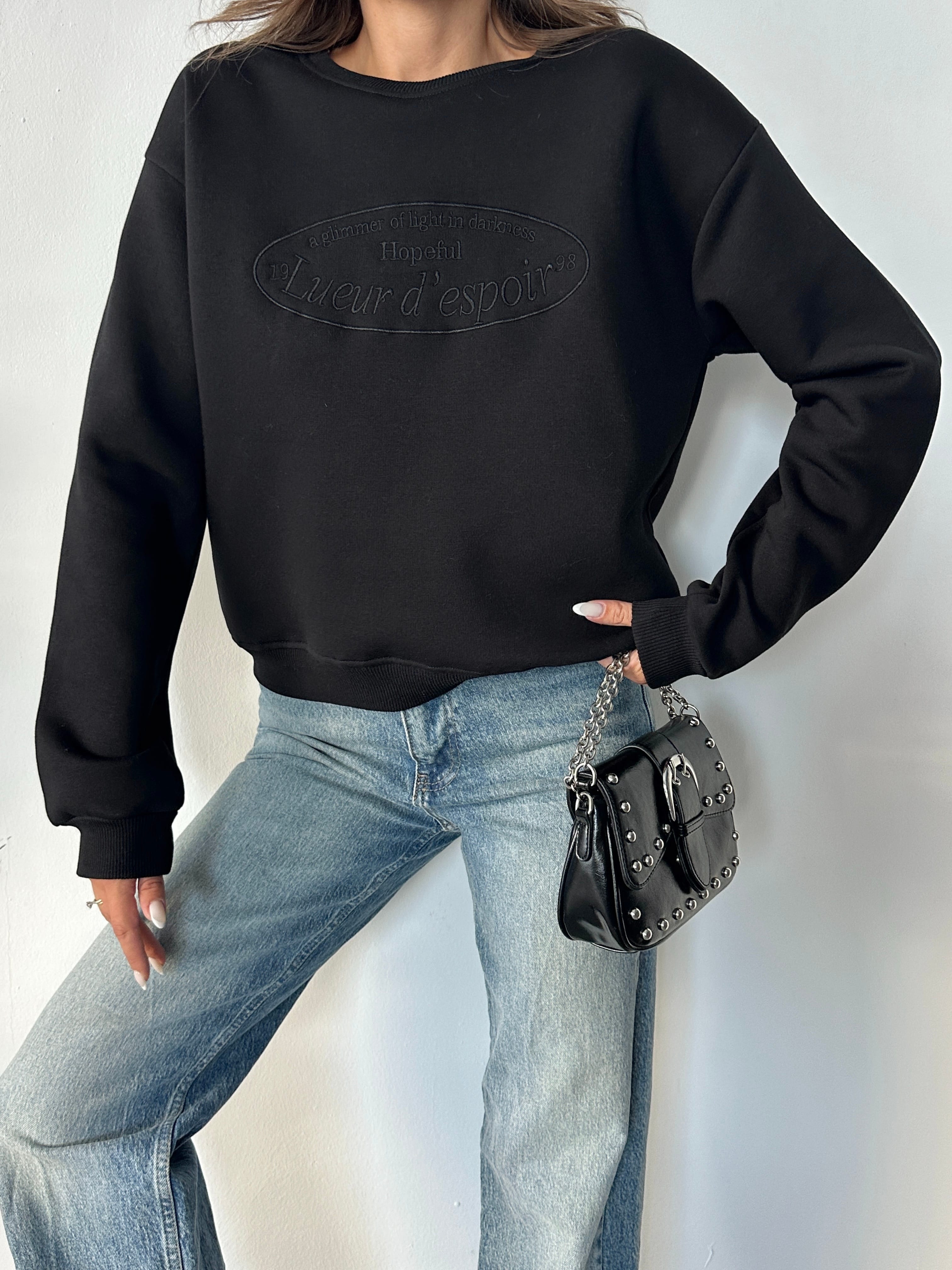 Hopeful Nakış Sweat - Black