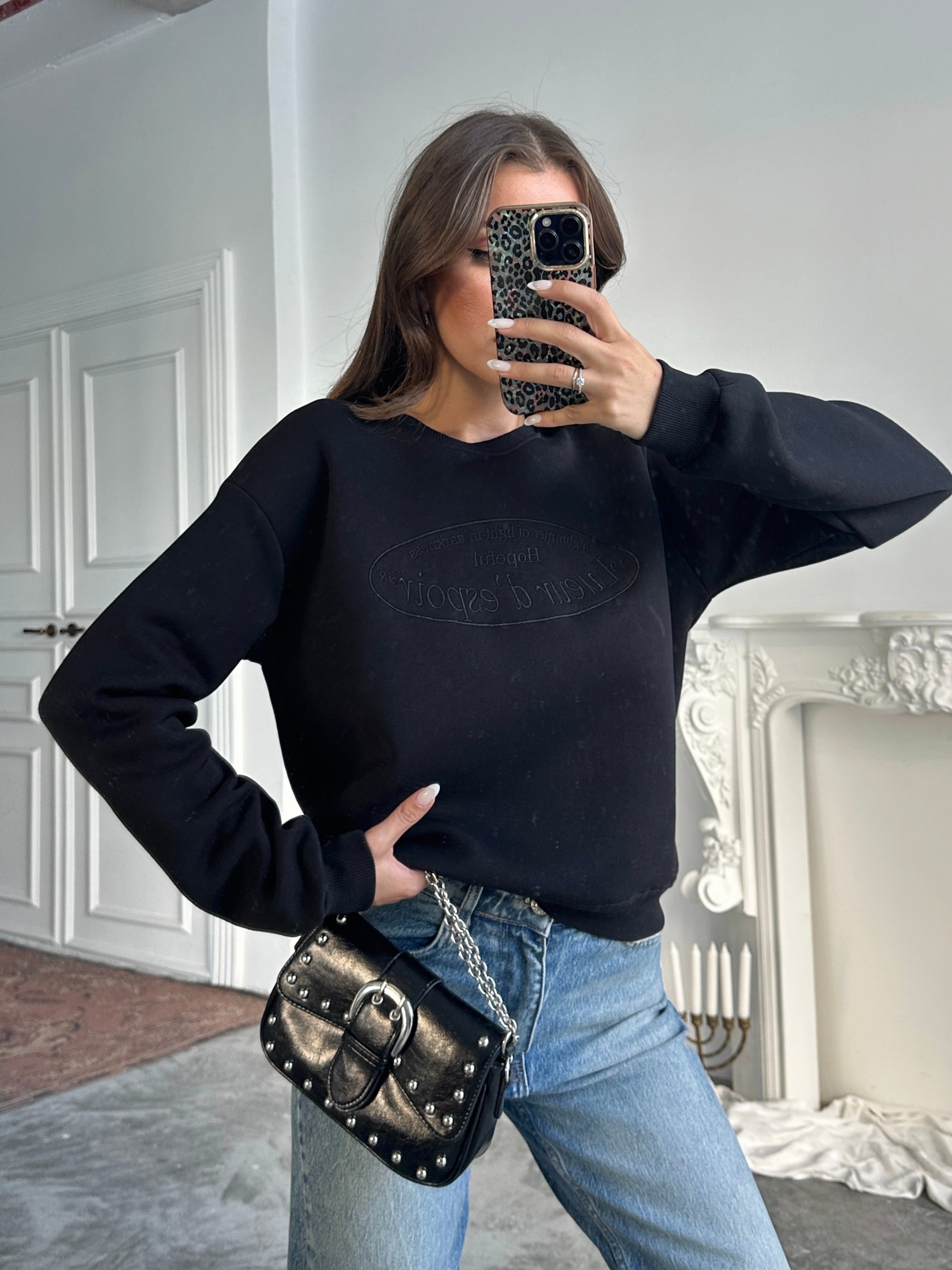 Hopeful Nakış Sweat - Black