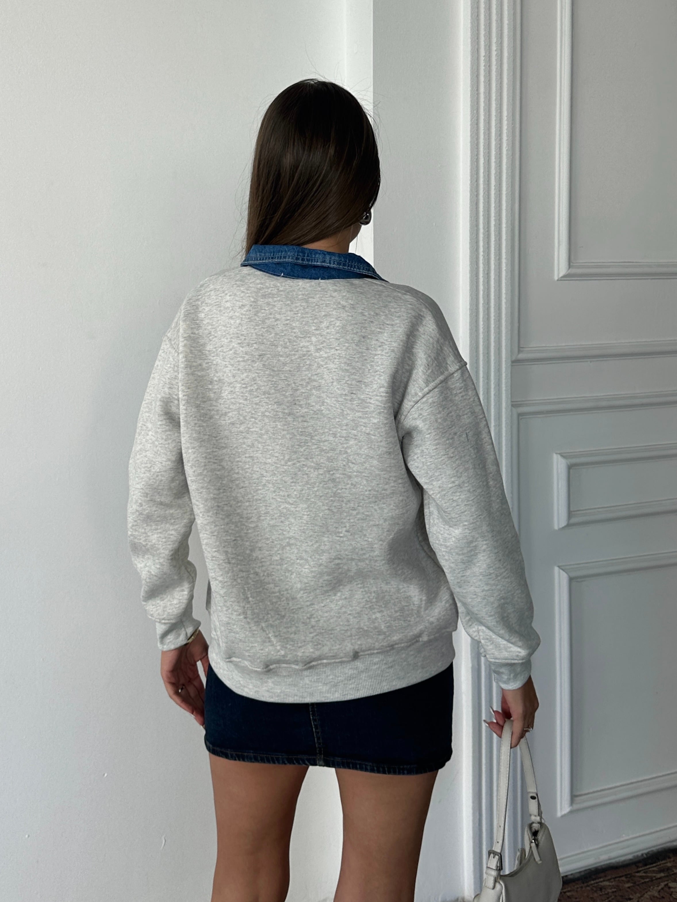 Denim Yakalı Sweat