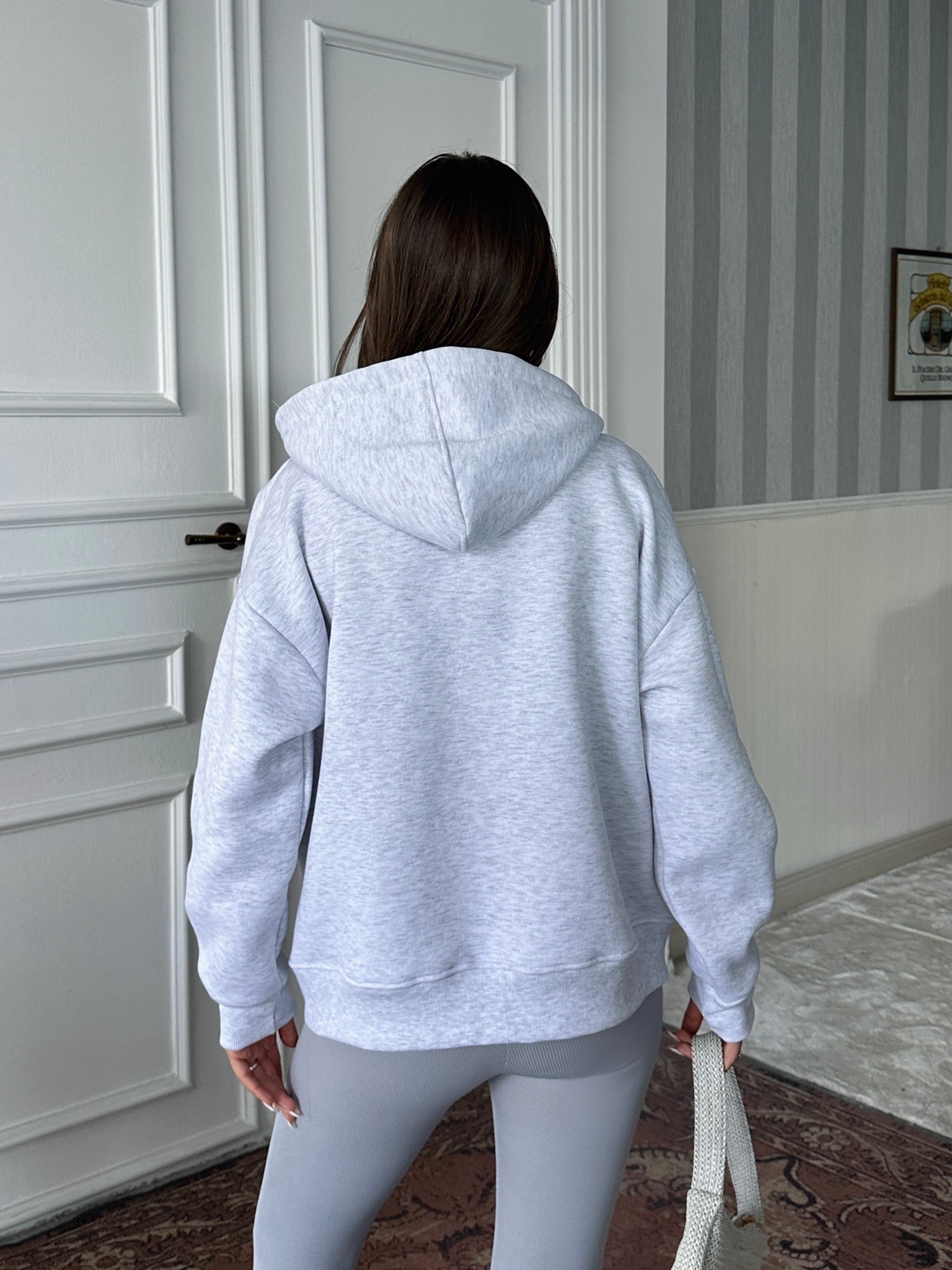 Fermuarlı Cepli Sweat - Gri