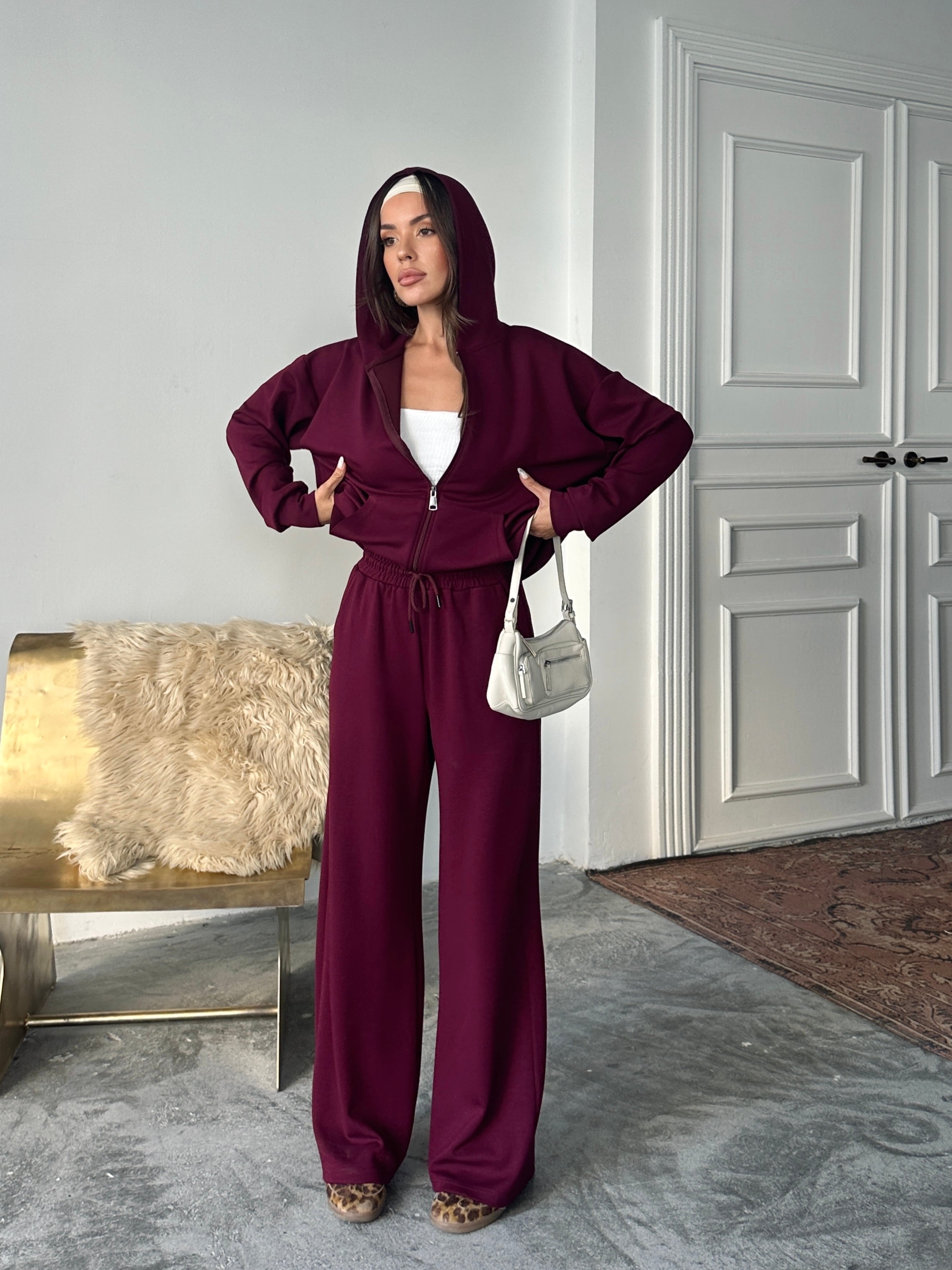 Modal Fermuarlı Sweat-Palazzo Takım