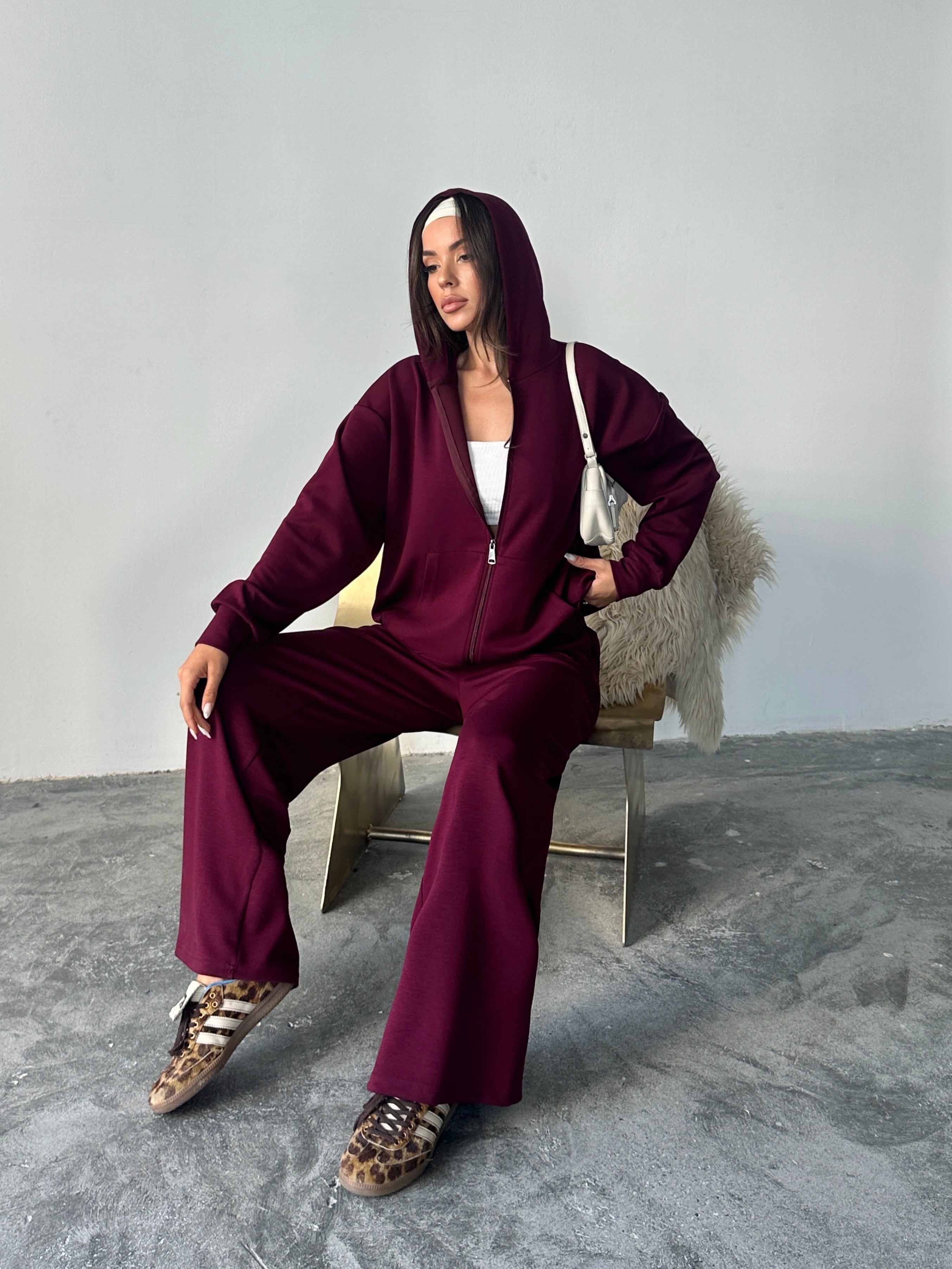 Modal Fermuarlı Sweat-Palazzo Takım