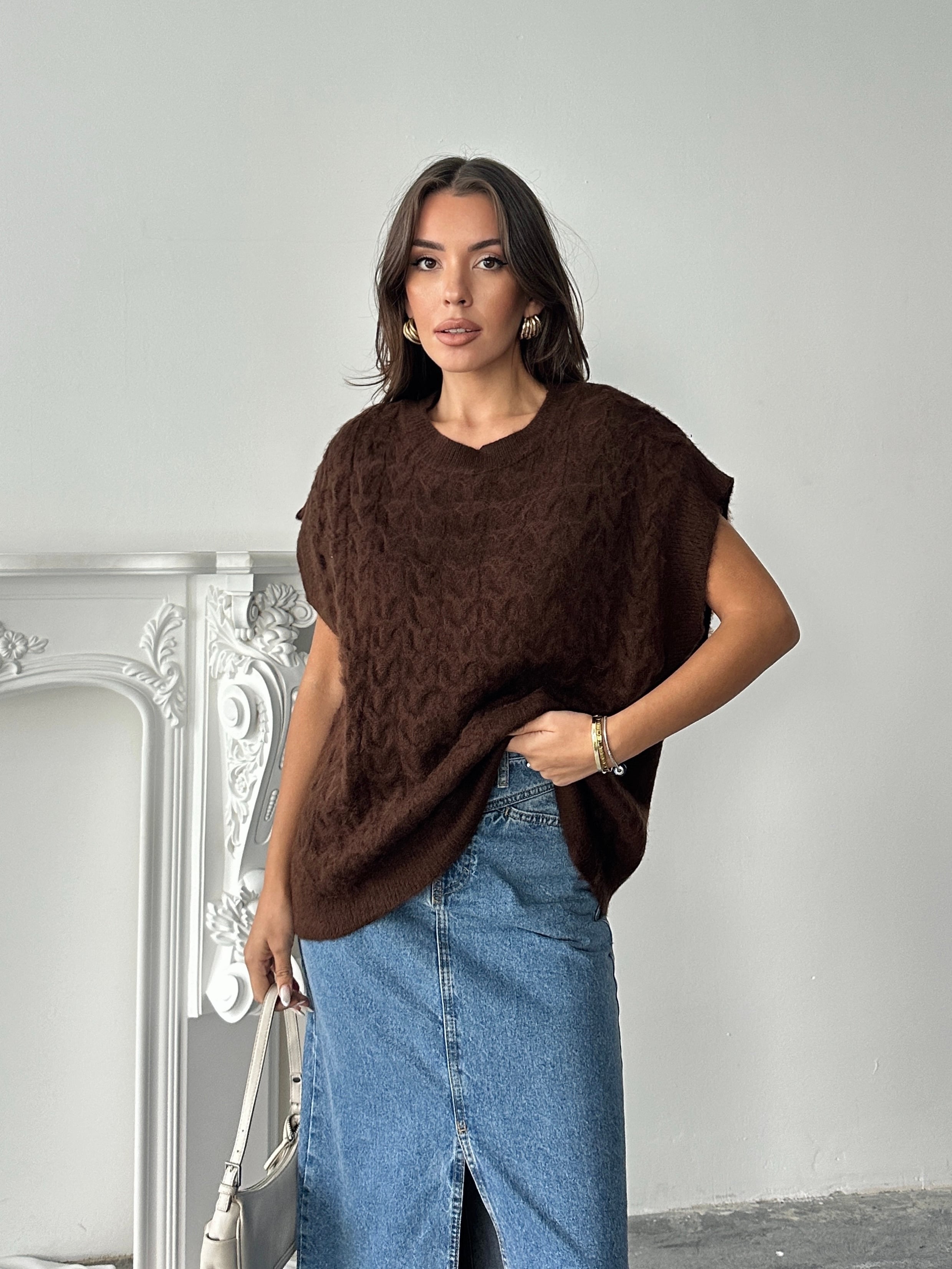 Saç Örgü Oversize Süveter