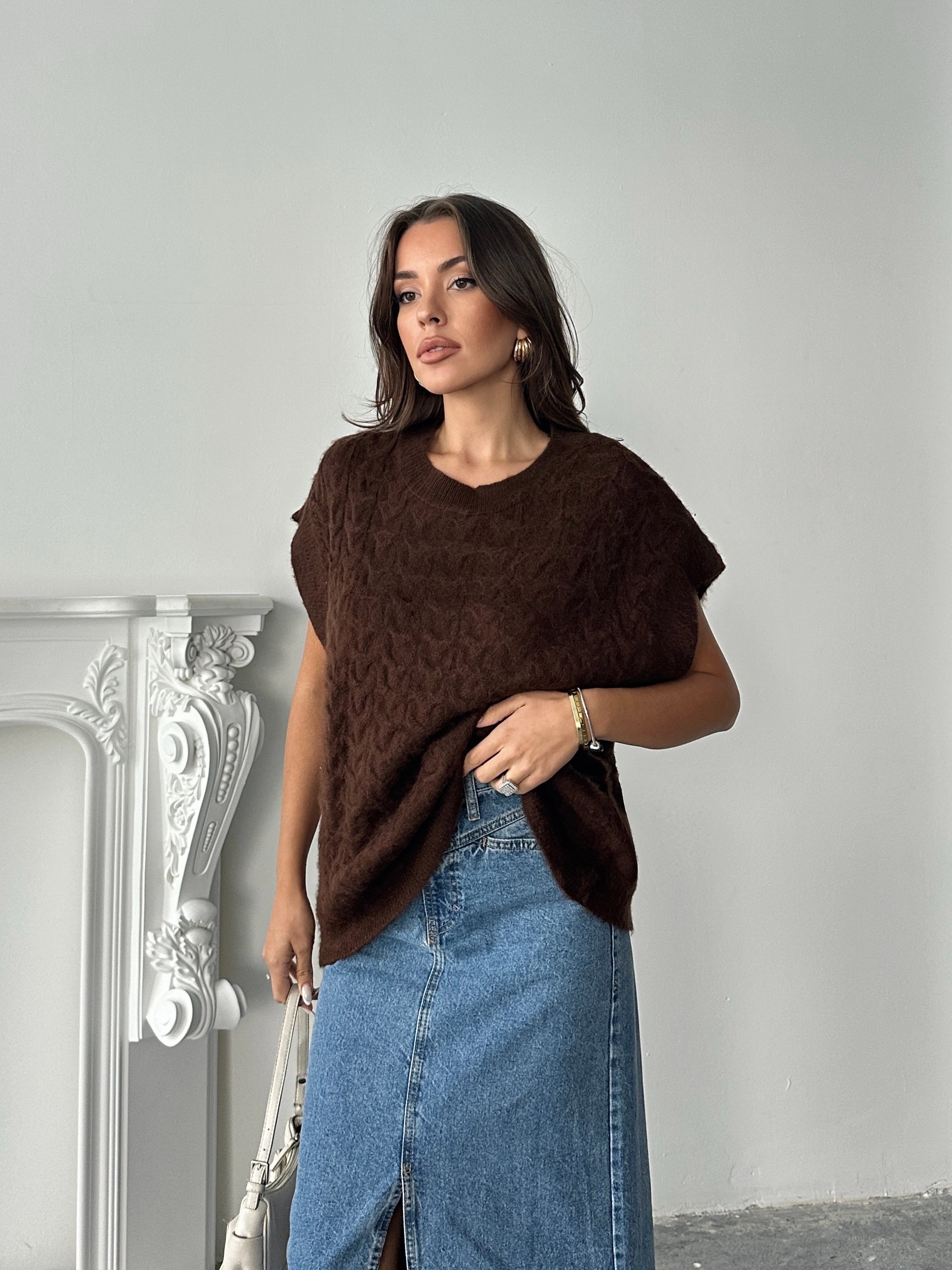 Saç Örgü Oversize Süveter