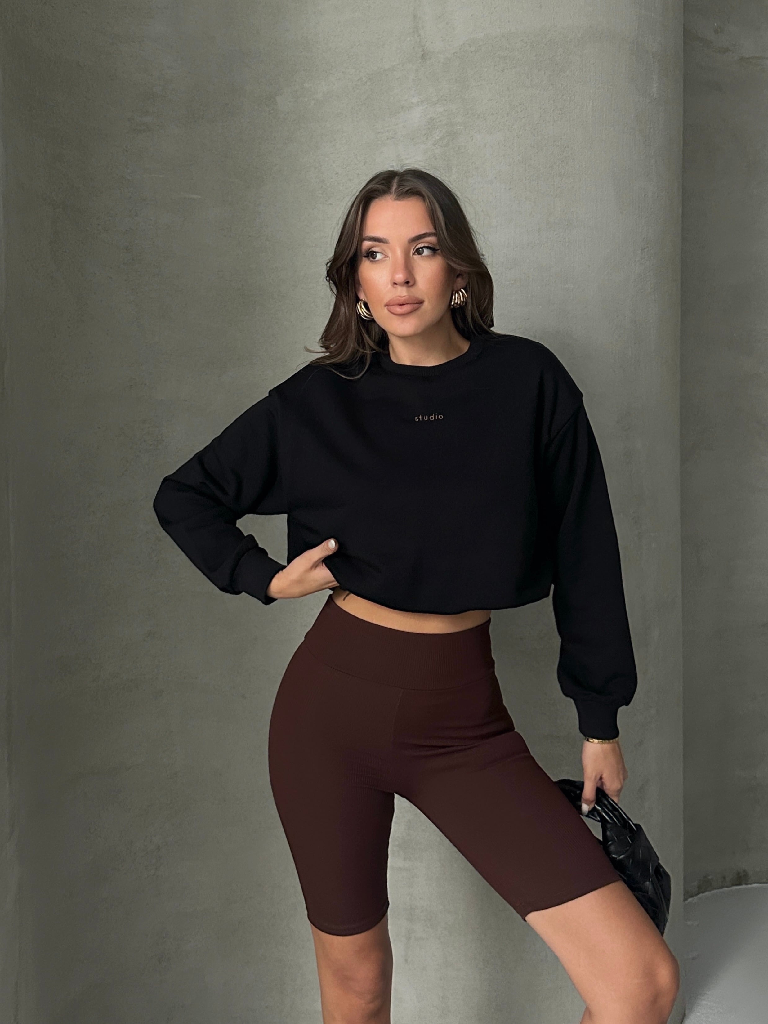 Altı Balon Crop Sweat