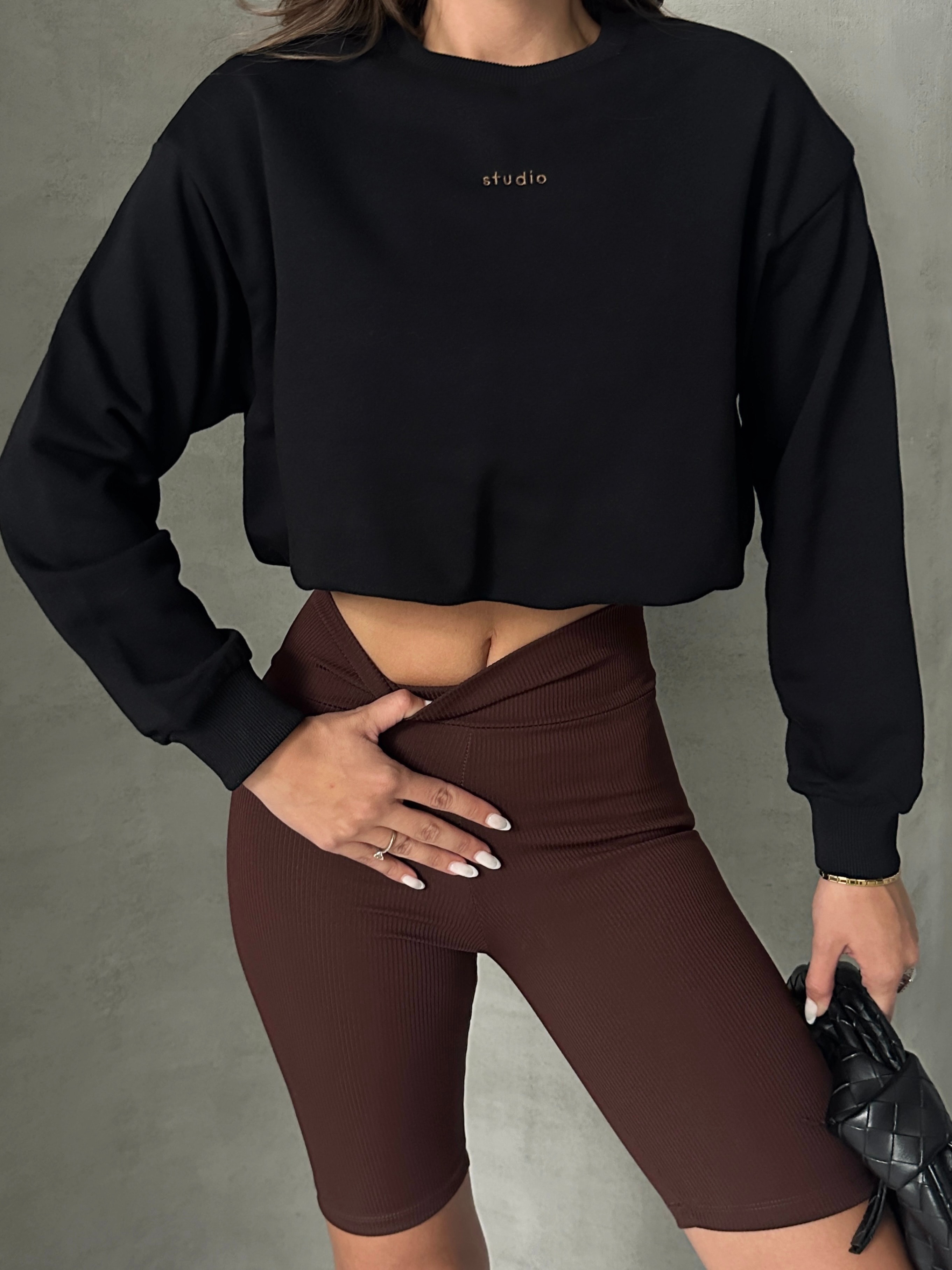 Altı Balon Crop Sweat