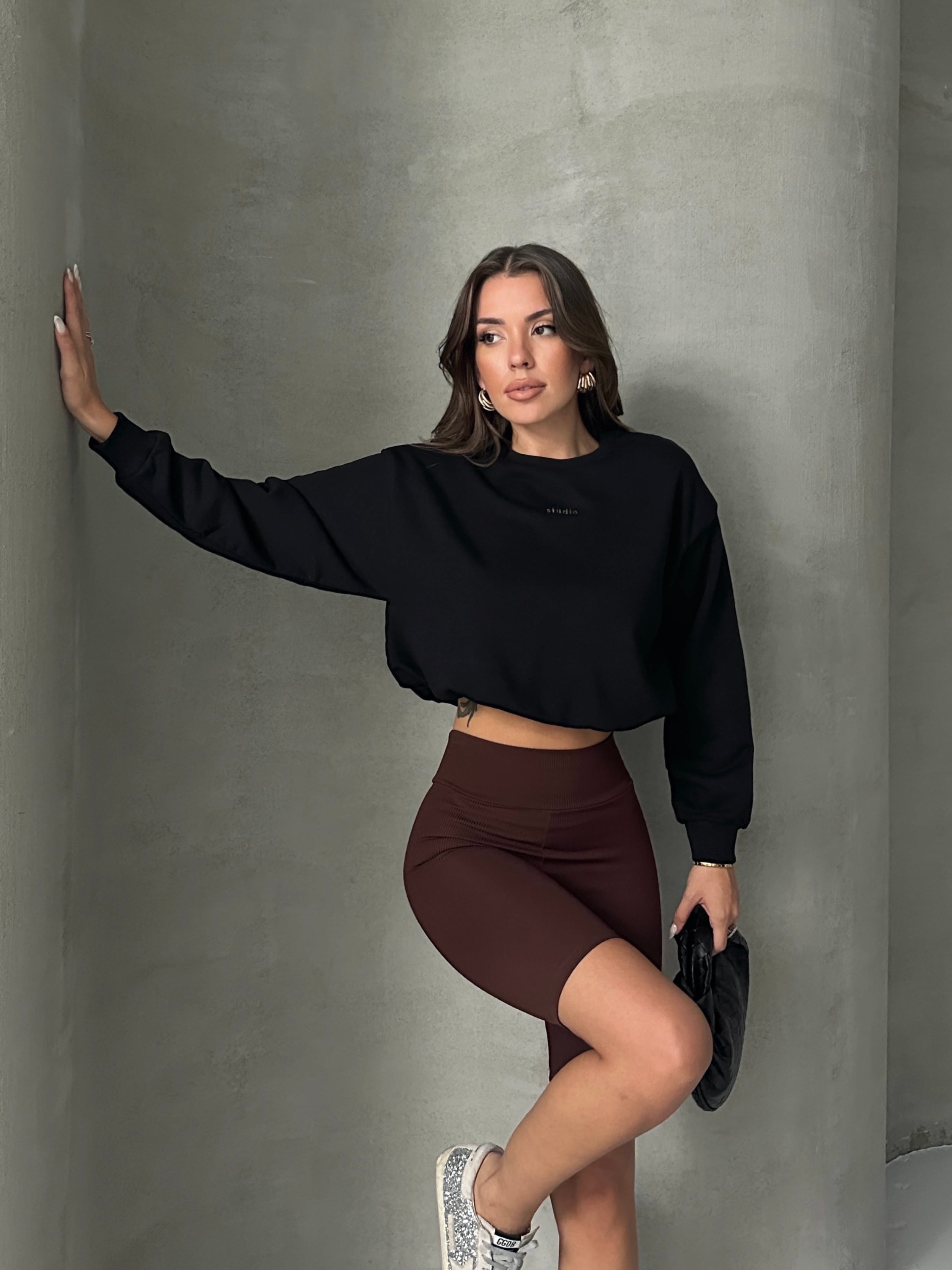 Altı Balon Crop Sweat