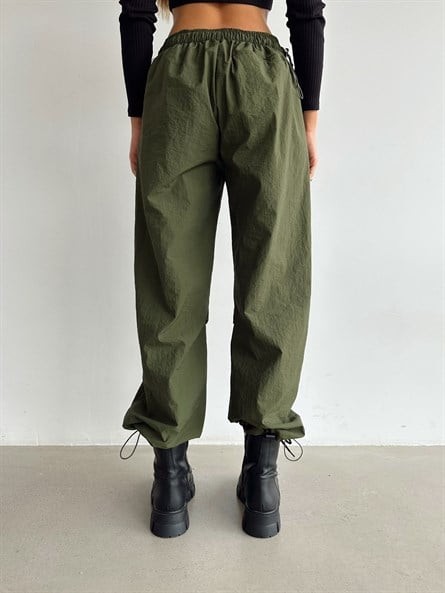 Baggy Tech Paraşüt Jogger Pantolon Haki Yeşil