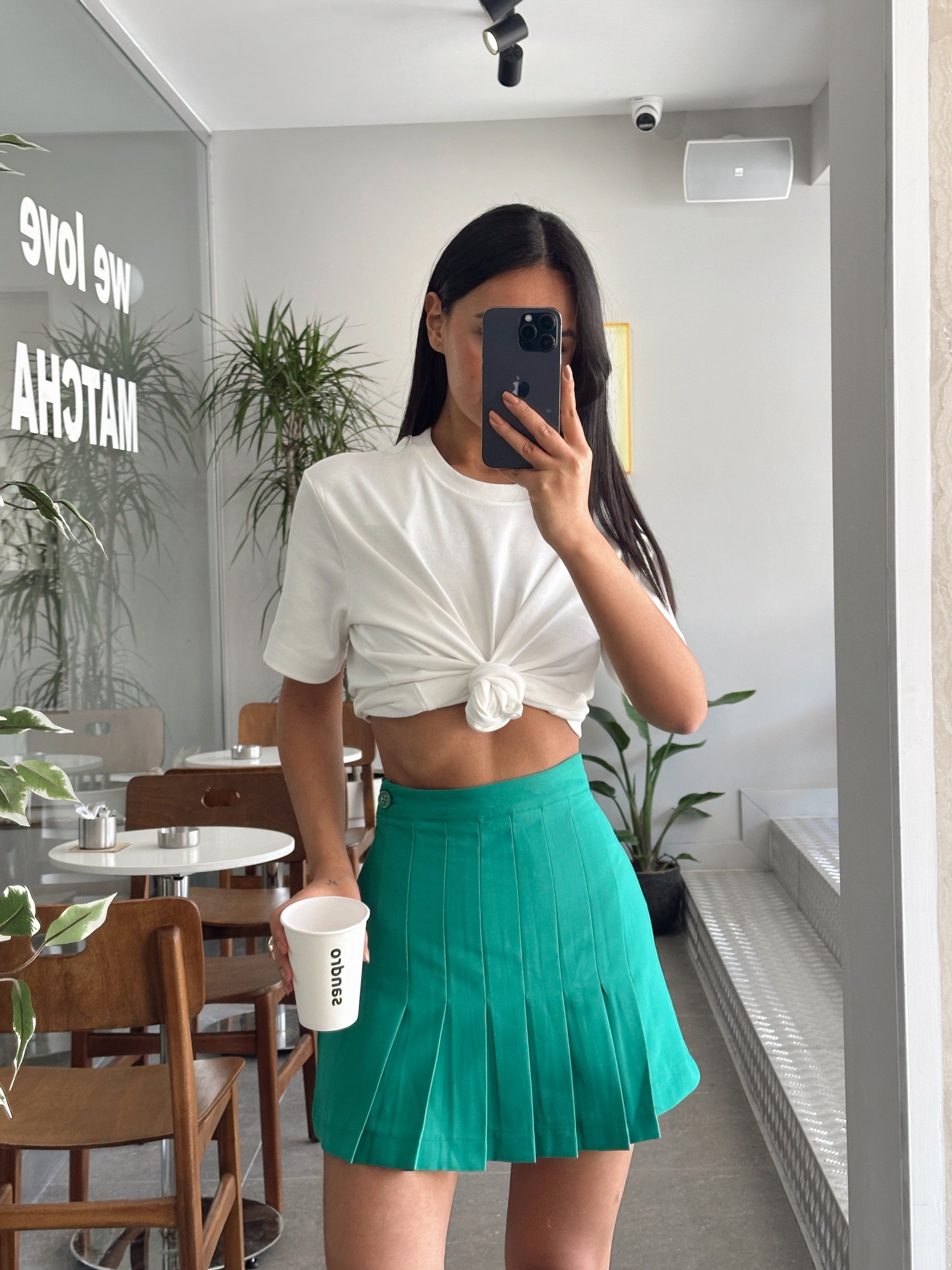 Pileli Mini Sassy Etek Yeşil